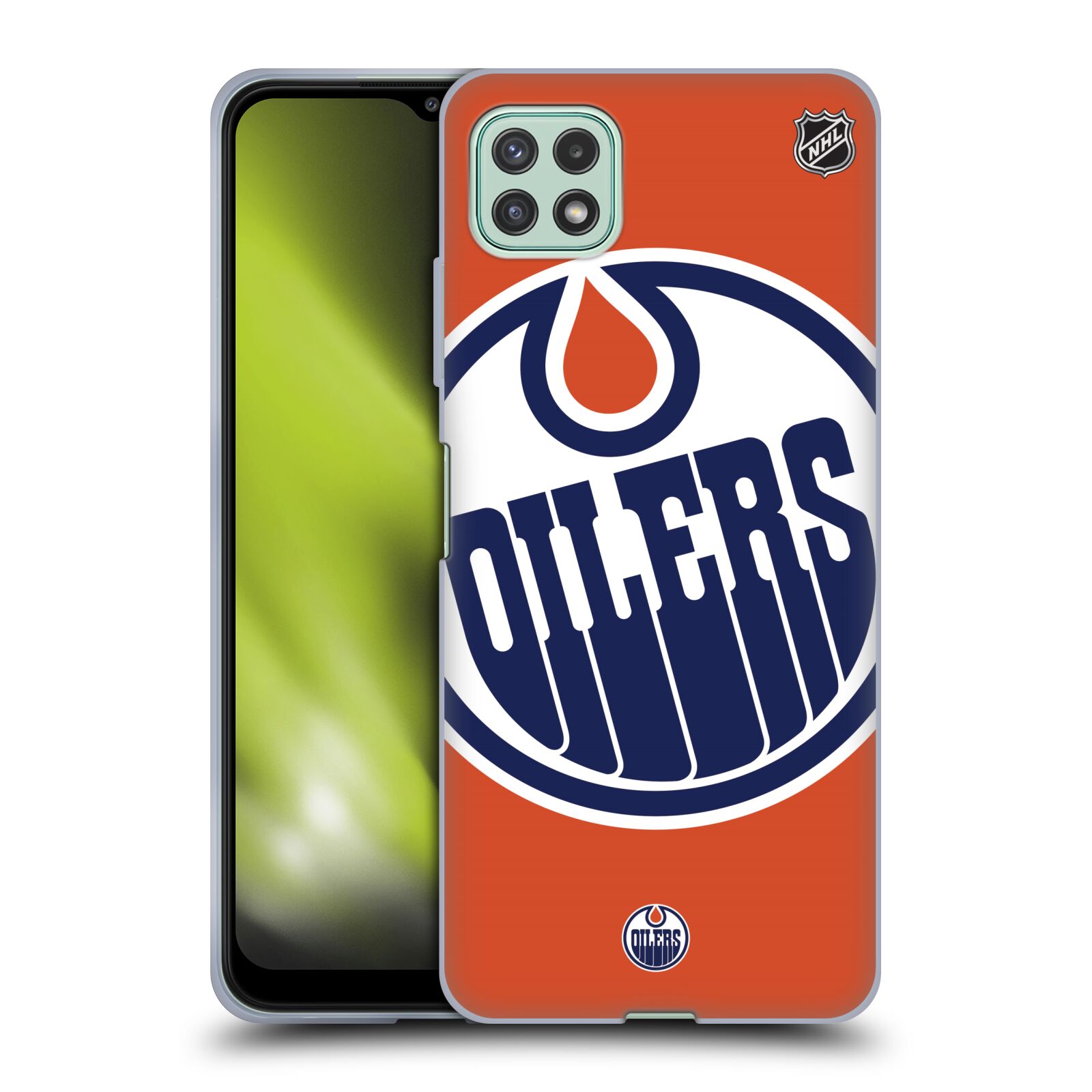 Silikonové pouzdro na mobil Samsung Galaxy A22 5G - NHL - Velké logo Edmonton Oilers (Silikonový kryt, obal, pouzdro na mobilní telefon Samsung Galaxy A22 5G s licencovaným motivem NHL - Velké logo Edmonton Oilers)