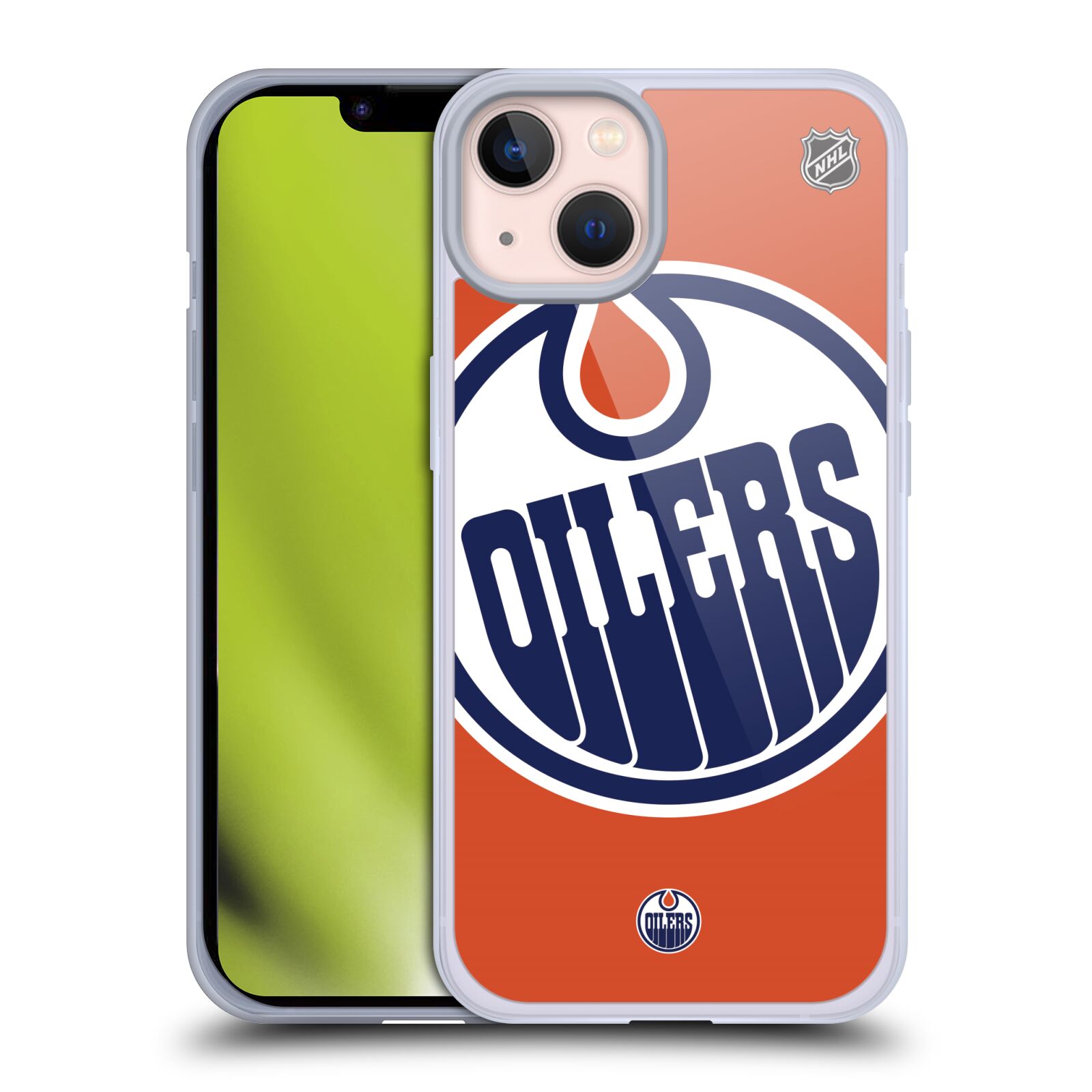 Silikonové pouzdro na mobil Apple iPhone 13 - NHL - Velké logo Edmonton Oilers (Silikonový kryt, obal, pouzdro na mobilní telefon Apple iPhone 13 s licencovaným motivem NHL - Velké logo Edmonton Oilers)