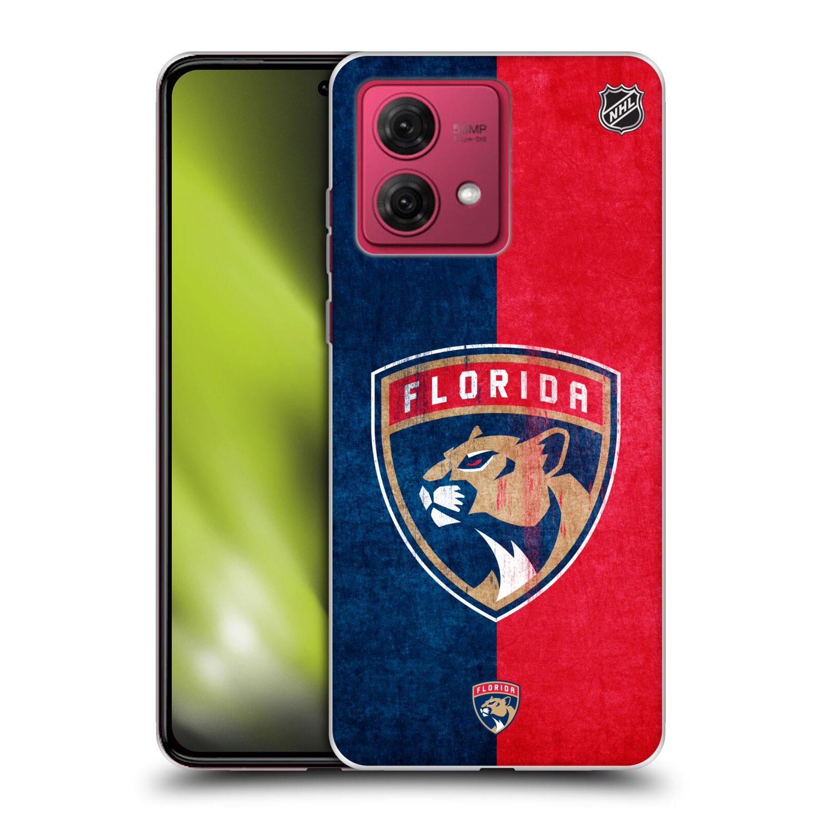 Silikonové pouzdro na mobil Motorola Moto G84 5G - NHL - Půlené logo Florida Panthers (Silikonový kryt, obal, pouzdro na mobilní telefon Motorola Moto G84 5G s licencovaným motivem NHL - Půlené logo Florida Panthers)