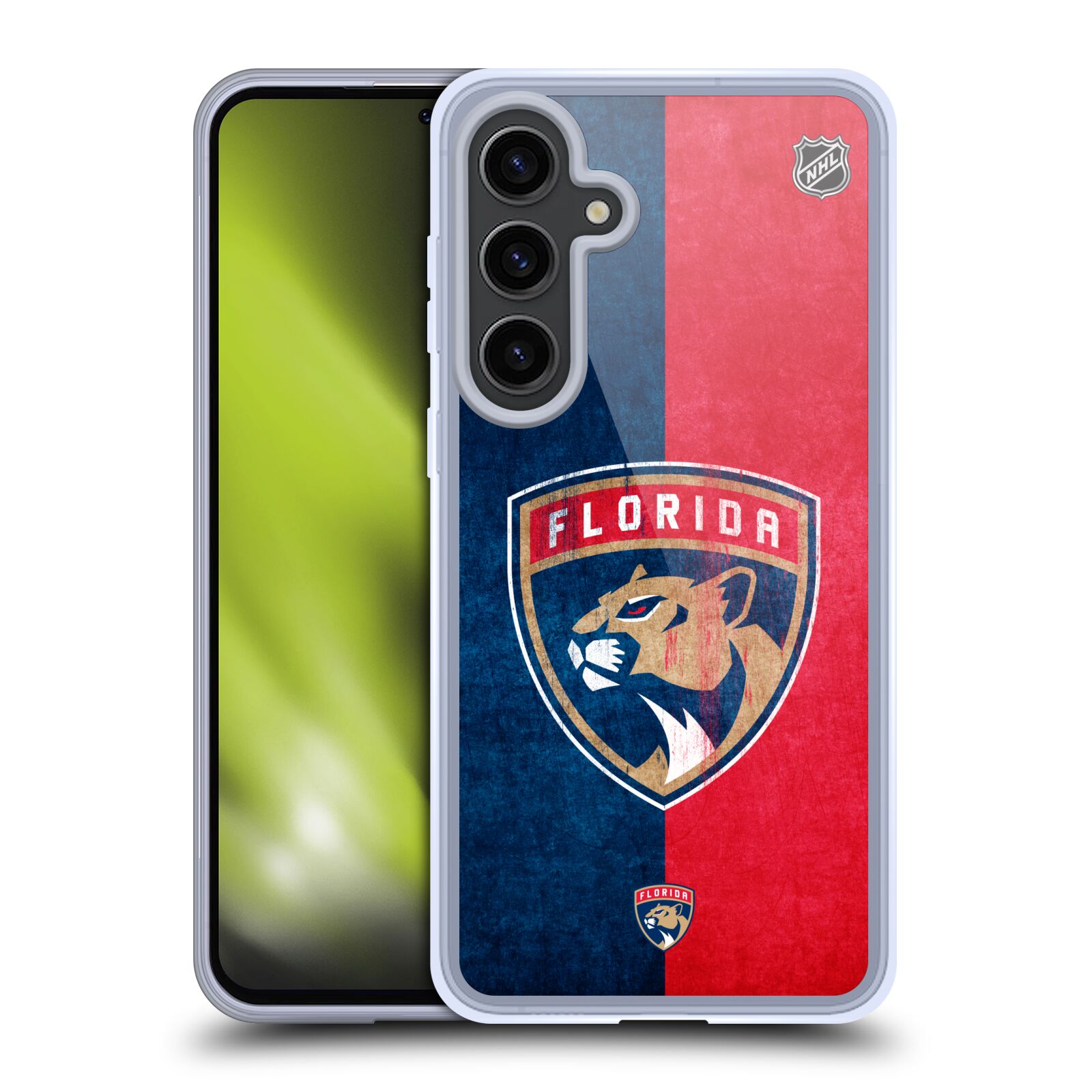 Silikonové lesklé pouzdro na mobil Samsung Galaxy S24 Plus - NHL - Půlené logo Florida Panthers (Silikonový kryt, obal, pouzdro na mobilní telefon Samsung Galaxy S24 Plus s licencovaným motivem NHL - Půlené logo Florida Panthers)