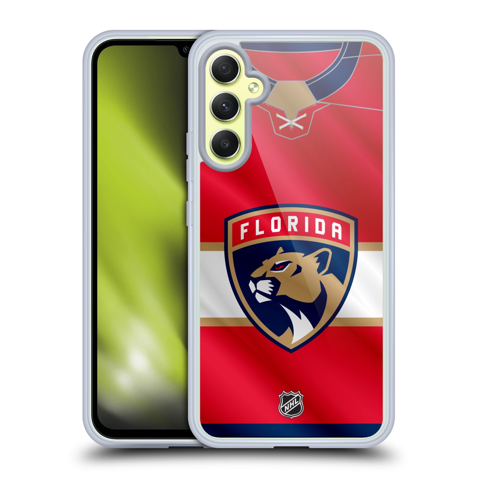 Silikonové pouzdro na mobil Samsung Galaxy A34 5G - NHL - Dres Florida Panthers (Silikonový kryt, obal, pouzdro na mobilní telefon Samsung Galaxy A34 5G s licencovaným motivem NHL - Dres Florida Panthers)