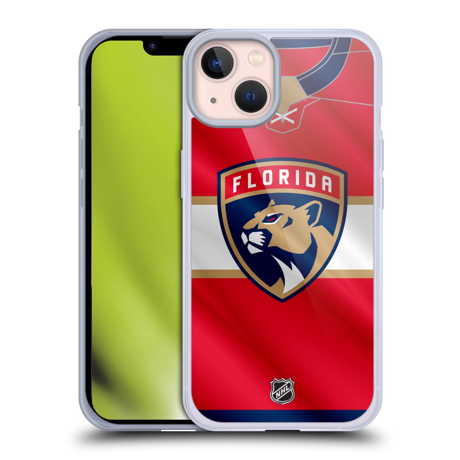 Silikonové pouzdro na mobil Apple iPhone 13 - NHL - Dres Florida Panthers - AKCE (Silikonový kryt, obal, pouzdro na mobilní telefon Apple iPhone 13 s licencovaným motivem NHL - Dres Florida Panthers)