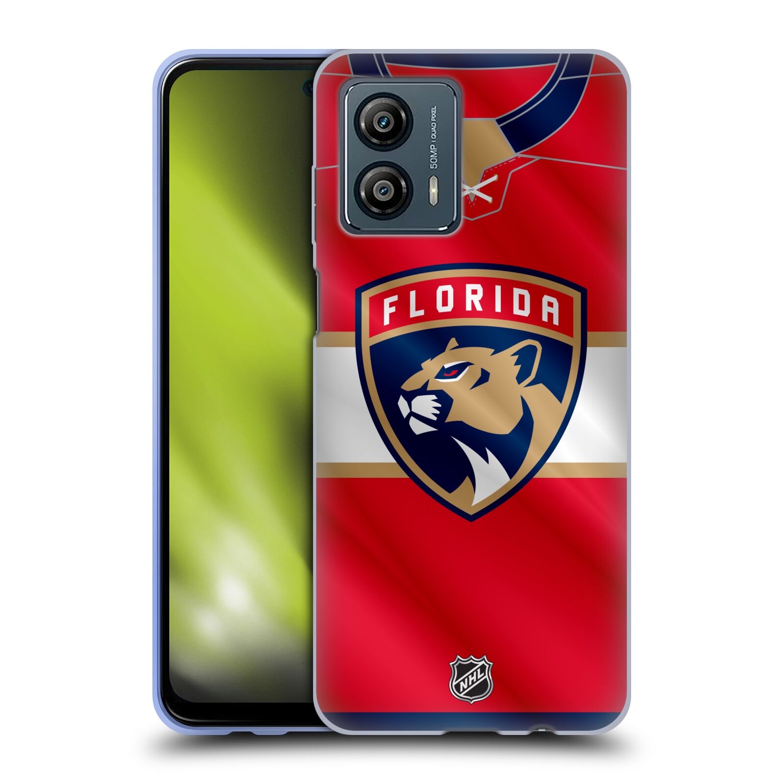 Silikonové pouzdro na mobil Motorola Moto G53 5G - NHL - Dres Florida Panthers (Silikonový kryt, obal, pouzdro na mobilní telefon Motorola Moto G53 5G s licencovaným motivem NHL - Dres Florida Panthers)