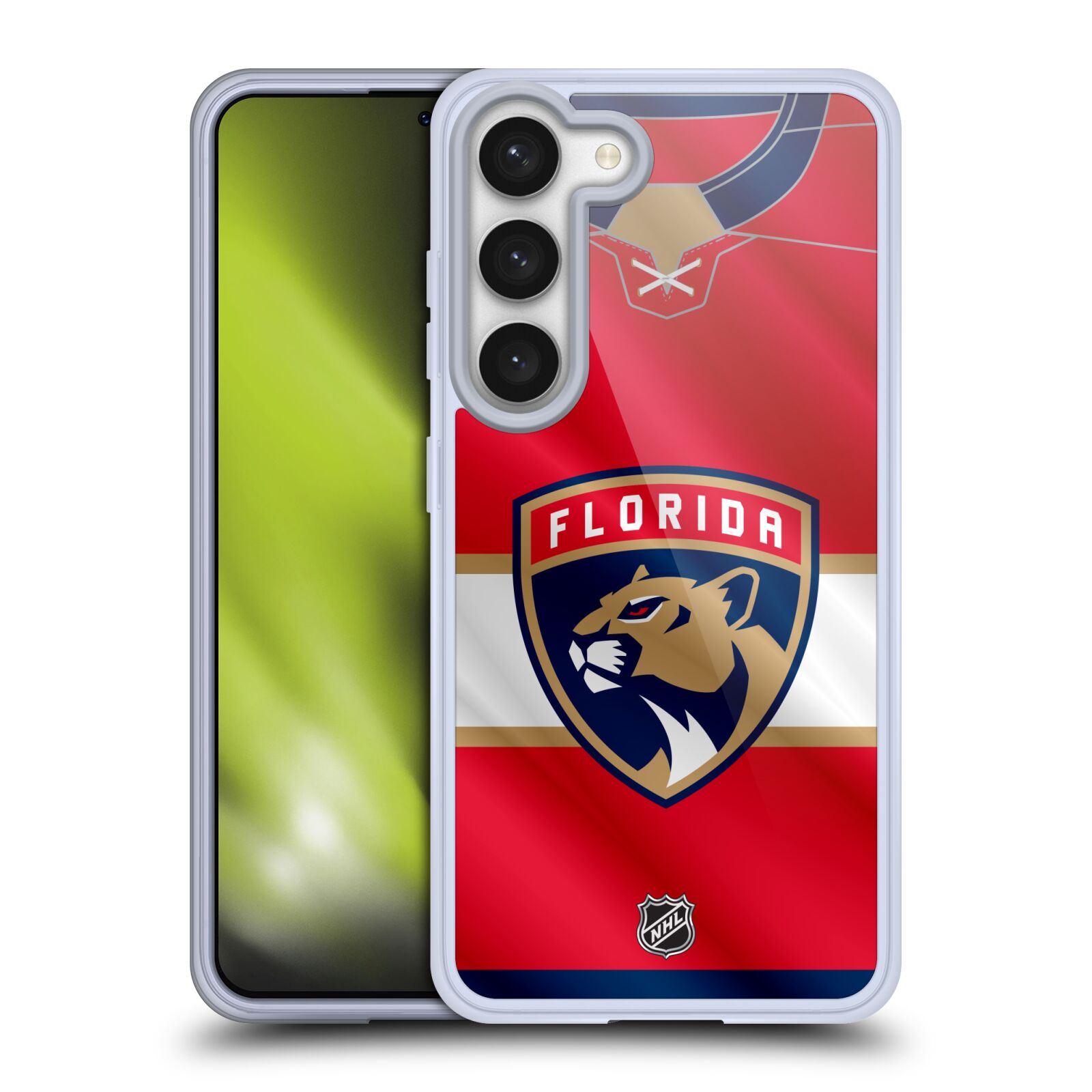 Silikonové pouzdro na mobil Samsung Galaxy S23 - NHL - Dres Florida Panthers (Silikonový kryt, obal, pouzdro na mobilní telefon Samsung Galaxy S23 s licencovaným motivem NHL - Dres Florida Panthers)