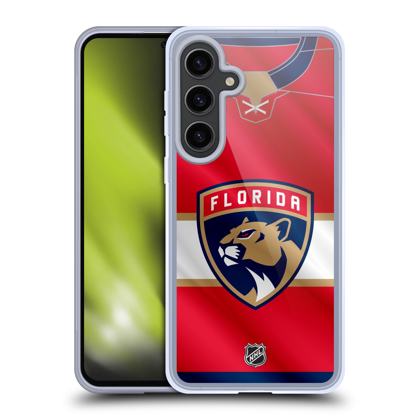 Silikonové lesklé pouzdro na mobil Samsung Galaxy S24 Plus - NHL - Dres Florida Panthers (Silikonový kryt, obal, pouzdro na mobilní telefon Samsung Galaxy S24 Plus s licencovaným motivem NHL - Dres Florida Panthers)