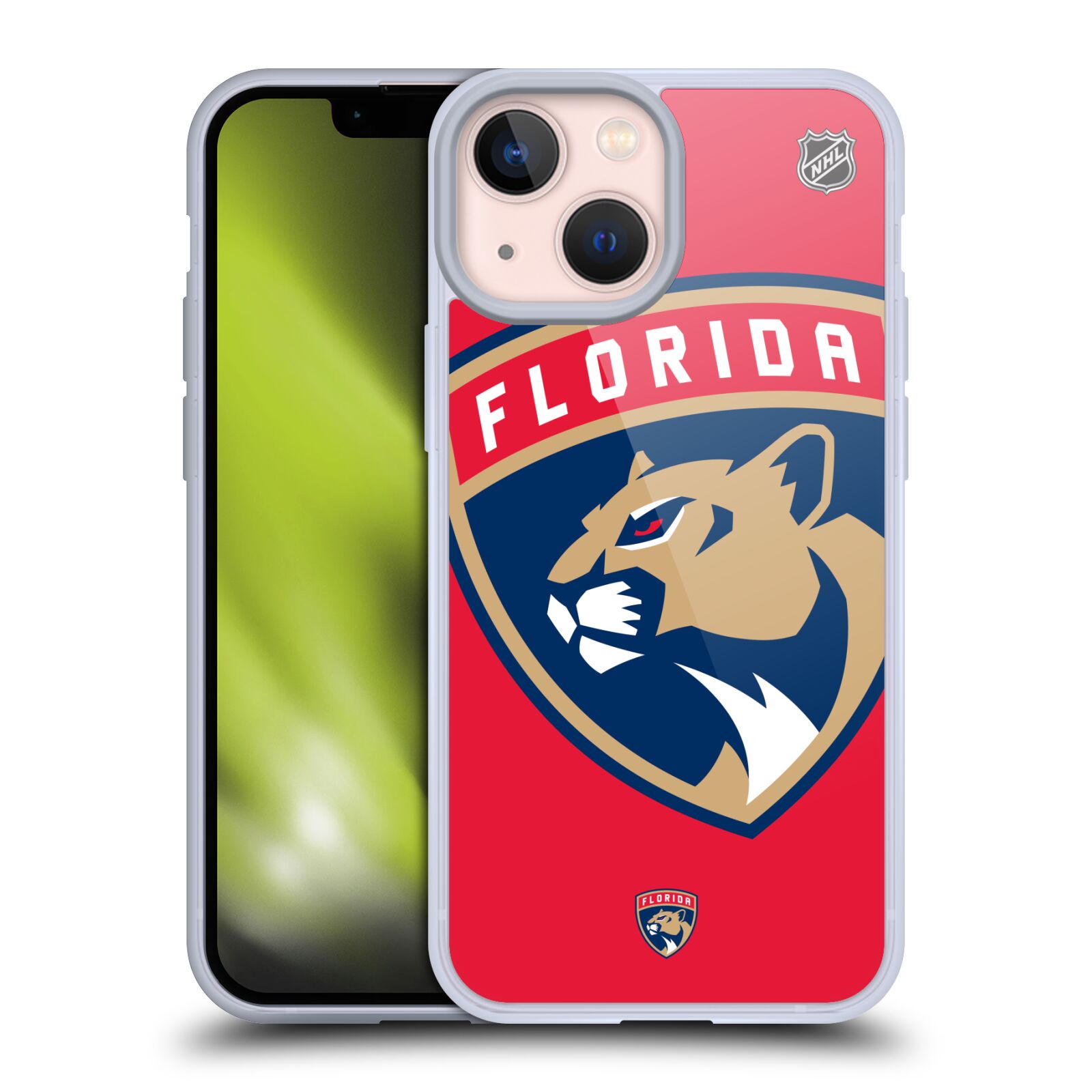 Silikonové pouzdro na mobil Apple iPhone 13 Mini - NHL - Velké logo Florida Panthers (Silikonový kryt, obal, pouzdro na mobilní telefon Apple iPhone 13 Mini s licencovaným motivem NHL - Velké logo Florida Panthers)