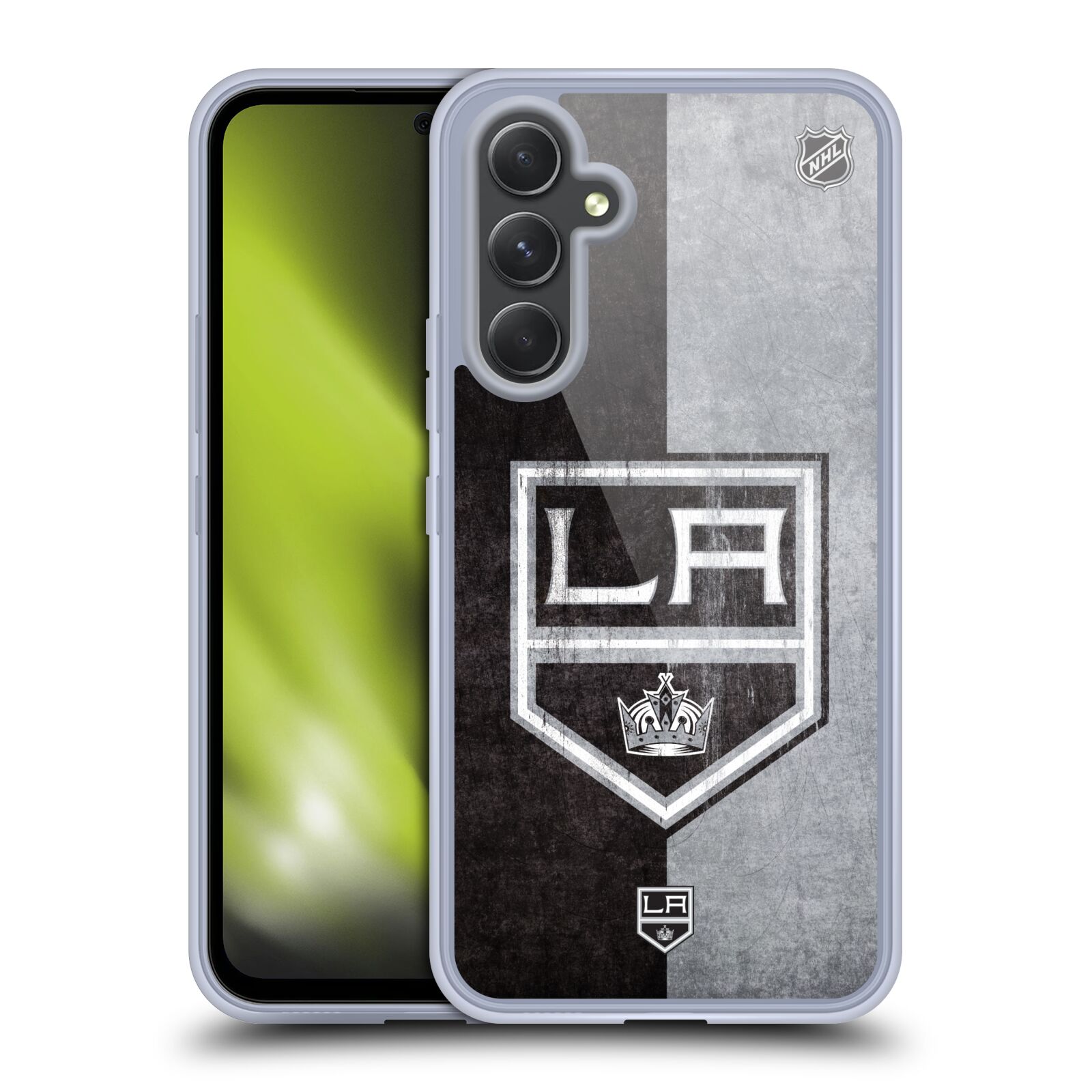 Silikonové pouzdro na mobil Samsung Galaxy A54 5G - NHL - Půlené logo Los Angeles Kings (Silikonový kryt, obal, pouzdro na mobilní telefon Samsung Galaxy A54 5G s licencovaným motivem NHL - Půlené logo Los Angeles Kings)