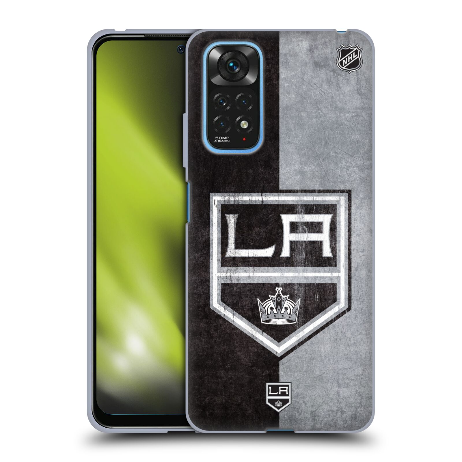 Silikonové pouzdro na mobil Xiaomi Redmi Note 11 / 11S - NHL - Půlené logo Los Angeles Kings (Silikonový kryt, obal, pouzdro na mobilní telefon Xiaomi Redmi Note 11S / Xiaomi Redmi Note 11 s licencovaným motivem NHL - Půlené logo Los Angeles Kings)