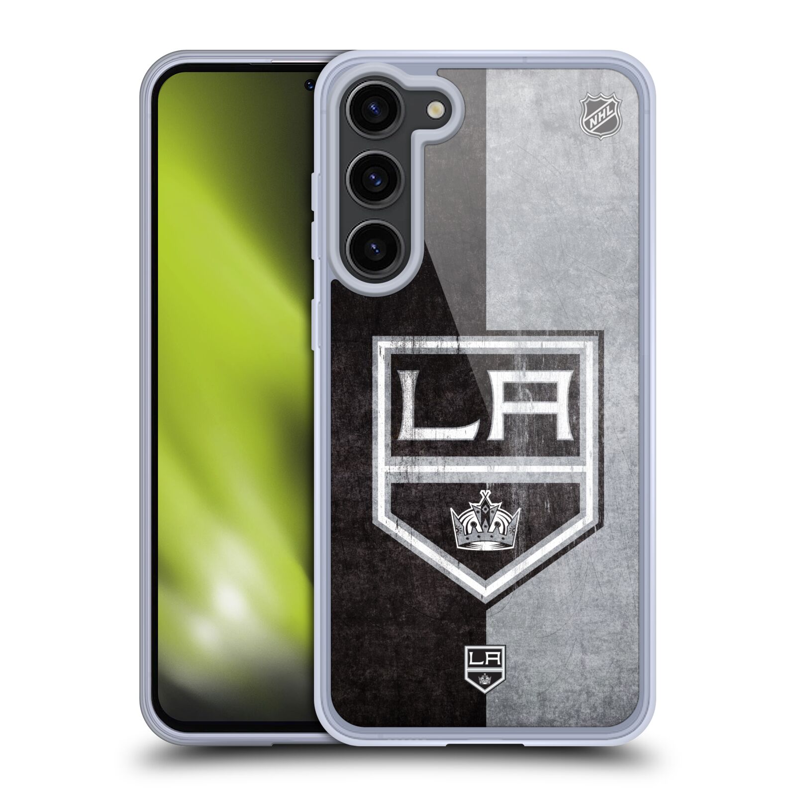 Silikonové pouzdro na mobil Samsung Galaxy S23 Plus - NHL - Půlené logo Los Angeles Kings (Silikonový kryt, obal, pouzdro na mobilní telefon Samsung Galaxy S23 Plus s licencovaným motivem NHL - Půlené logo Los Angeles Kings)