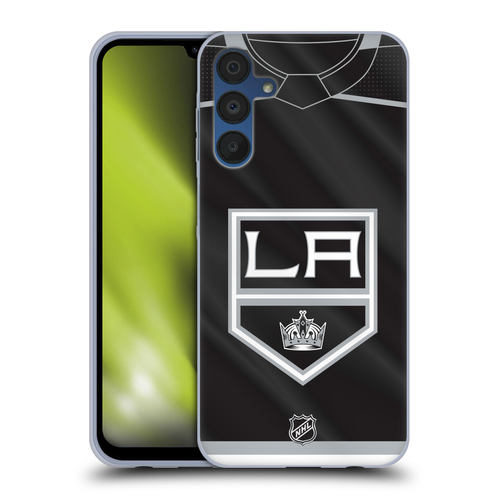 Silikonové pouzdro na mobil Samsung Galaxy A15 / A15 5G - NHL - Dres Los Angeles Kings (Silikonový kryt, obal, pouzdro na mobilní telefon Samsung Galaxy A15 / A15 5G s licencovaným motivem NHL - Dres Los Angeles Kings)