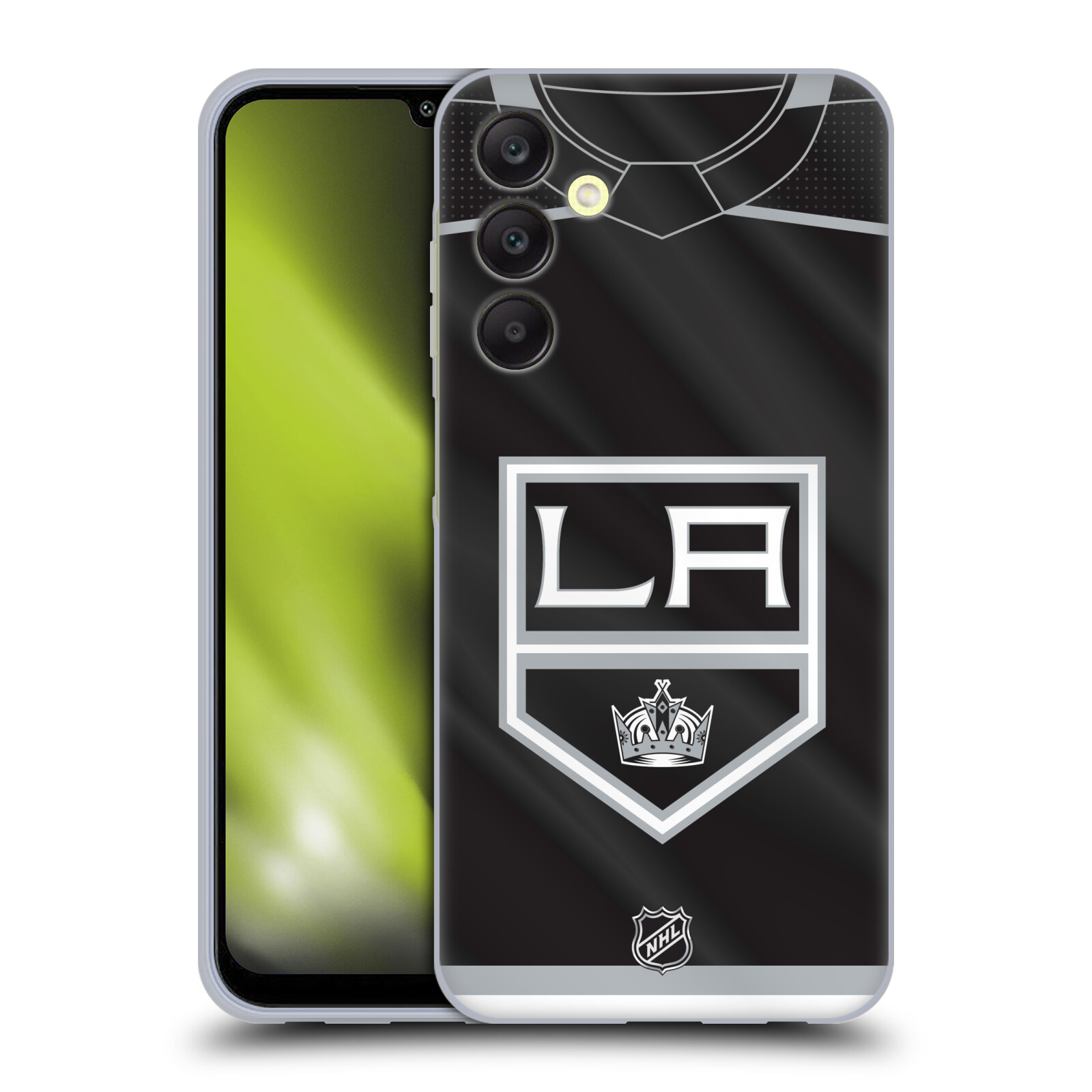 Silikonové pouzdro na mobil Samsung Galaxy A25 5G - NHL - Dres Los Angeles Kings (Silikonový kryt, obal, pouzdro na mobilní telefon Samsung Galaxy A25 5G s licencovaným motivem NHL - Dres Los Angeles Kings)