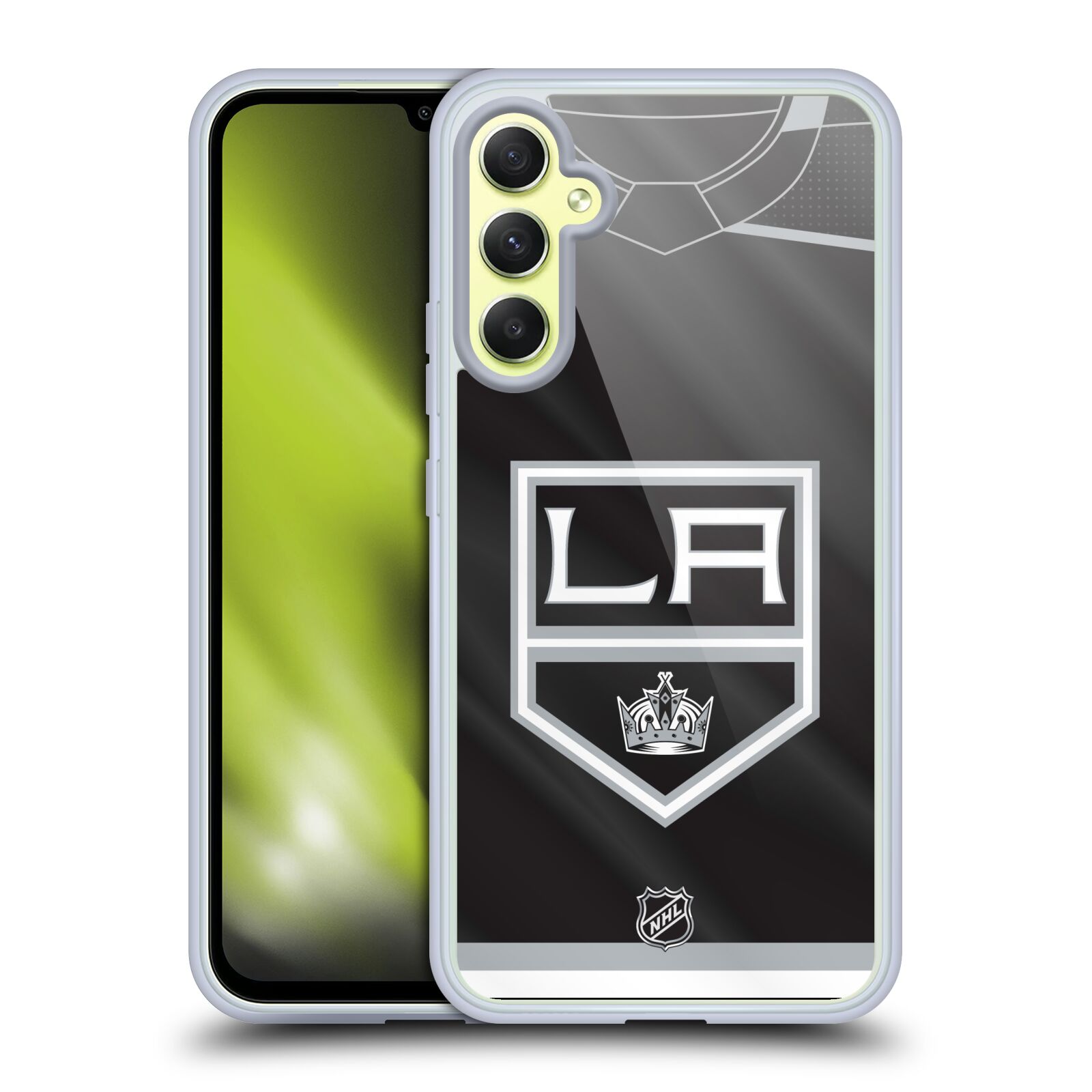 Silikonové pouzdro na mobil Samsung Galaxy A34 5G - NHL - Dres Los Angeles Kings (Silikonový kryt, obal, pouzdro na mobilní telefon Samsung Galaxy A34 5G s licencovaným motivem NHL - Dres Los Angeles Kings)
