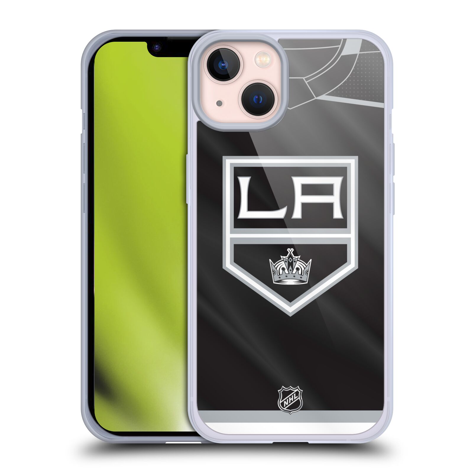 Silikonové pouzdro na mobil Apple iPhone 13 - NHL - Dres Los Angeles Kings (Silikonový kryt, obal, pouzdro na mobilní telefon Apple iPhone 13 s licencovaným motivem NHL - Dres Los Angeles Kings)