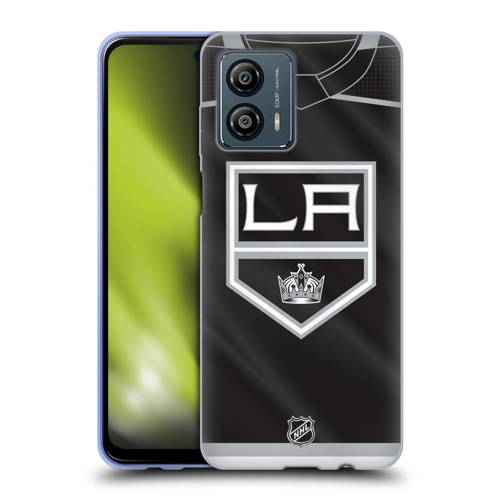 Silikonové pouzdro na mobil Motorola Moto G53 5G - NHL - Dres Los Angeles Kings (Silikonový kryt, obal, pouzdro na mobilní telefon Motorola Moto G53 5G s licencovaným motivem NHL - Dres Los Angeles Kings)