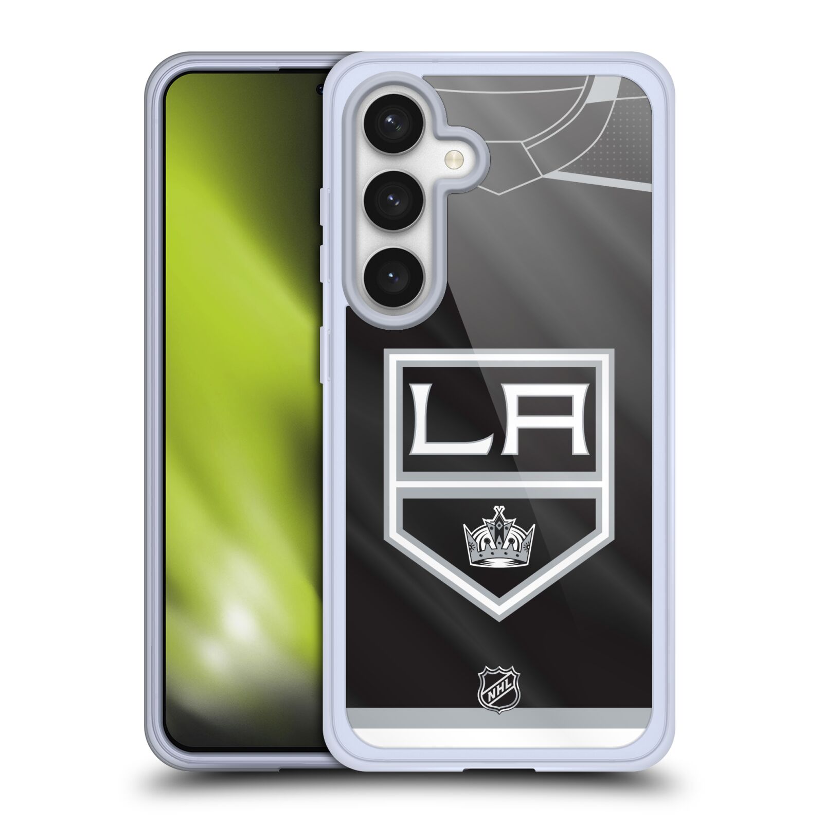 Silikonové lesklé pouzdro na mobil Samsung Galaxy S24 - NHL - Dres Los Angeles Kings (Silikonový kryt, obal, pouzdro na mobilní telefon Samsung Galaxy S24 s licencovaným motivem NHL - Dres Los Angeles Kings)