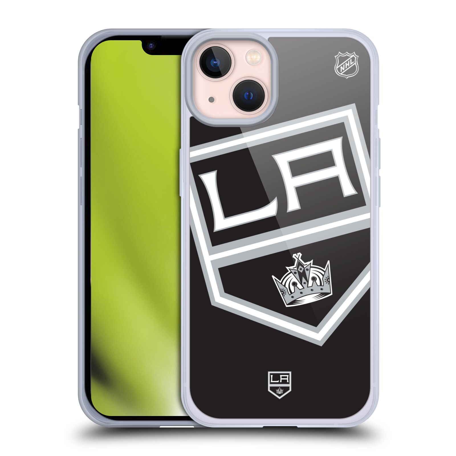 Silikonové pouzdro na mobil Apple iPhone 13 - NHL - Velké logo Los Angeles Kings (Silikonový kryt, obal, pouzdro na mobilní telefon Apple iPhone 13 s licencovaným motivem NHL - Velké logo Los Angeles Kings)