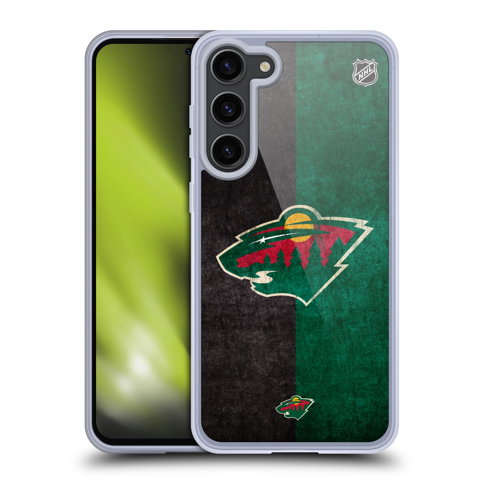 Silikonové pouzdro na mobil Samsung Galaxy S23 Plus - NHL - Půlené logo Minnesota Wild (Silikonový kryt, obal, pouzdro na mobilní telefon Samsung Galaxy S23 Plus s licencovaným motivem NHL - Půlené logo Minnesota Wild)