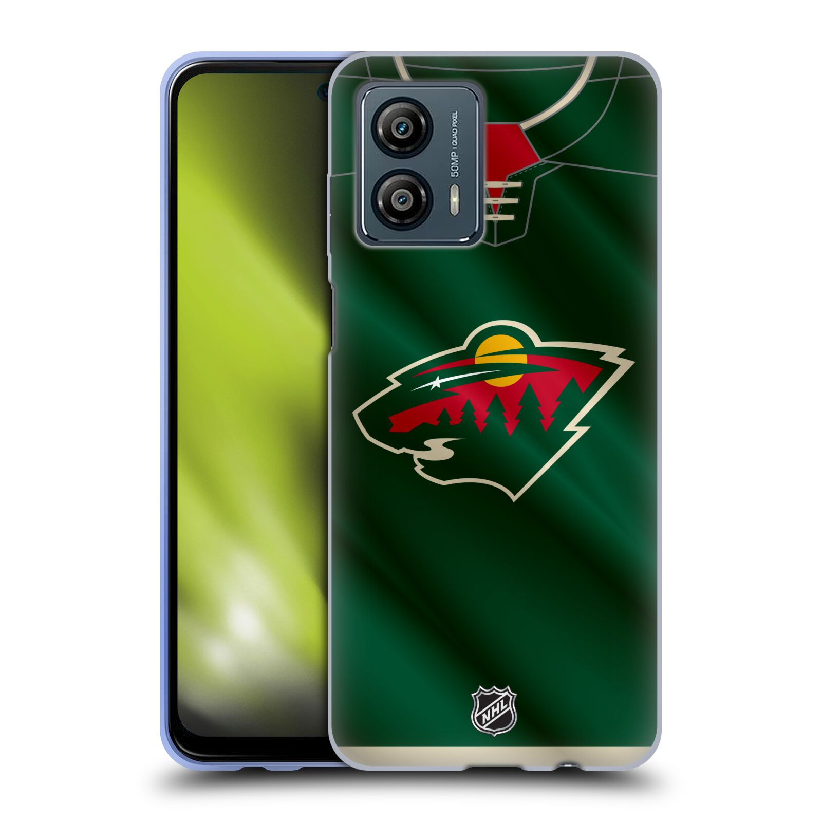 Silikonové pouzdro na mobil Motorola Moto G53 5G - NHL - Dres Minnesota Wild (Silikonový kryt, obal, pouzdro na mobilní telefon Motorola Moto G53 5G s licencovaným motivem NHL - Dres Minnesota Wild)