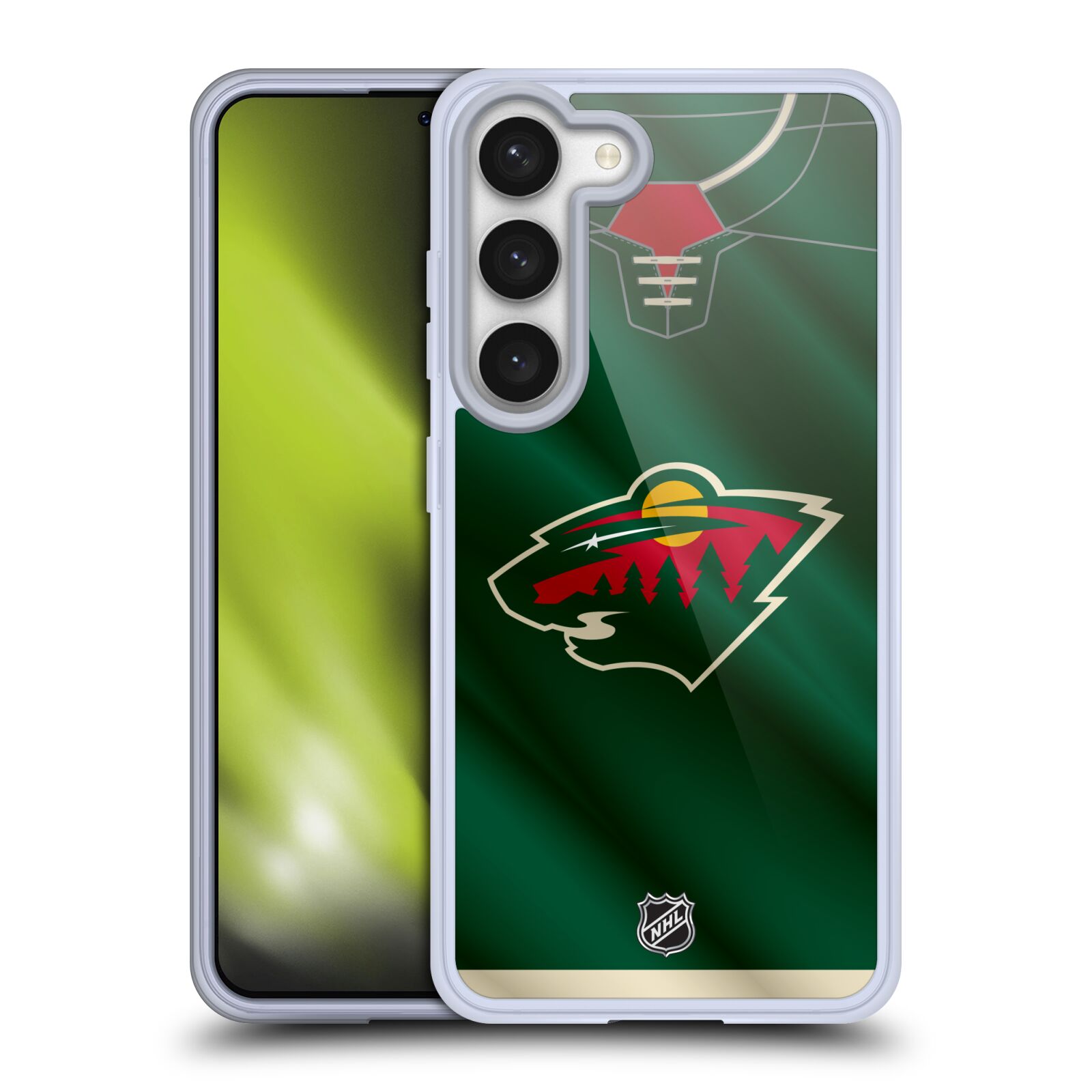Silikonové pouzdro na mobil Samsung Galaxy S23 - NHL - Dres Minnesota Wild (Silikonový kryt, obal, pouzdro na mobilní telefon Samsung Galaxy S23 s licencovaným motivem NHL - Dres Minnesota Wild)