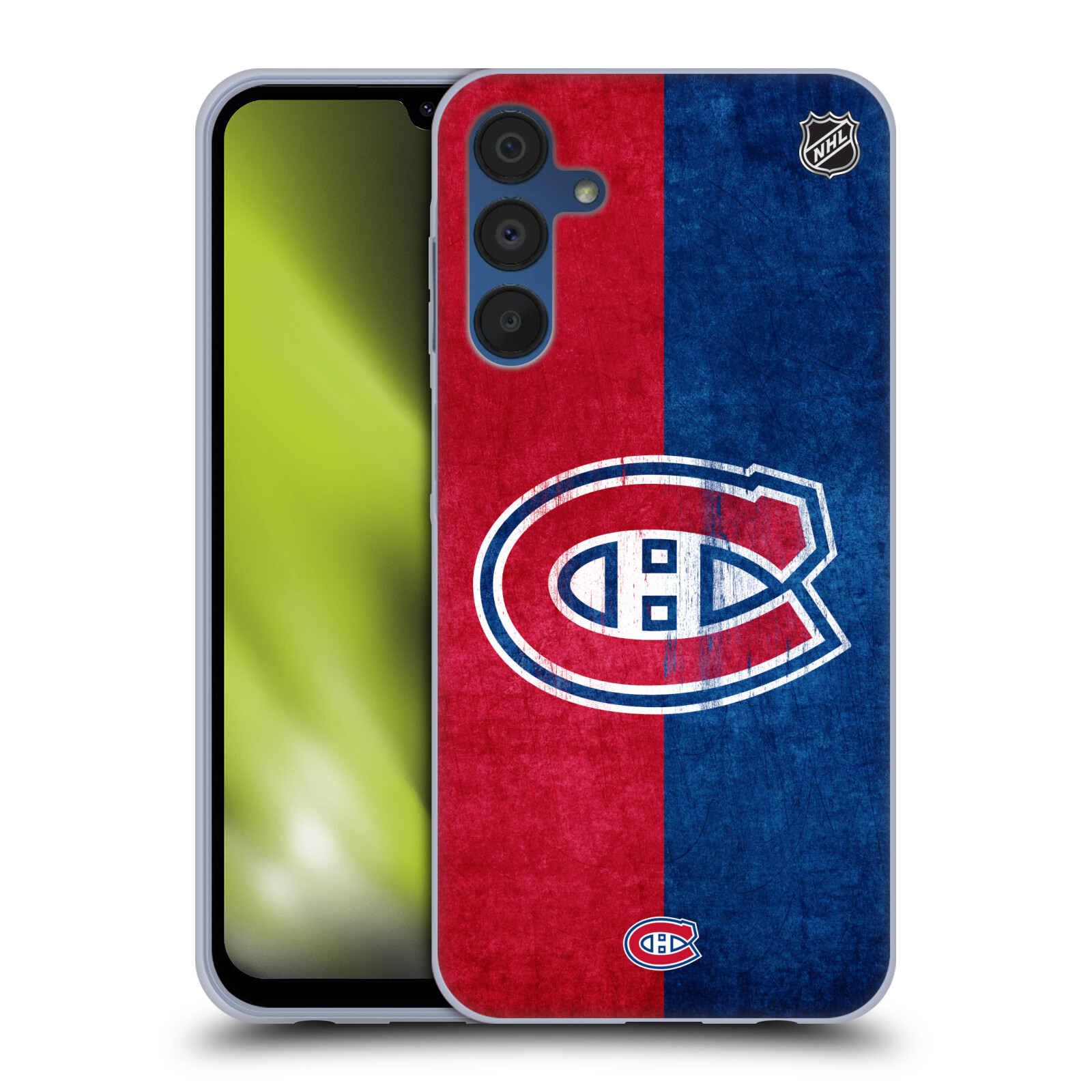 Silikonové pouzdro na mobil Samsung Galaxy A15 / A15 5G - NHL - Půlené logo Montreal Canadiens (Silikonový kryt, obal, pouzdro na mobilní telefon Samsung Galaxy A15 / A15 5G s licencovaným motivem NHL - Půlené logo Montreal Canadiens)