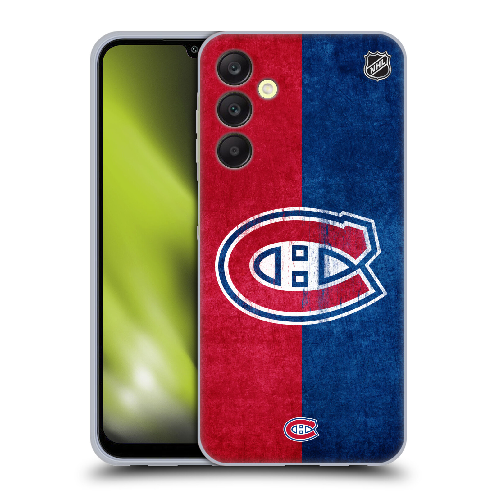 Silikonové pouzdro na mobil Samsung Galaxy A25 5G - NHL - Půlené logo Montreal Canadiens (Silikonový kryt, obal, pouzdro na mobilní telefon Samsung Galaxy A25 5G s licencovaným motivem NHL - Půlené logo Montreal Canadiens)