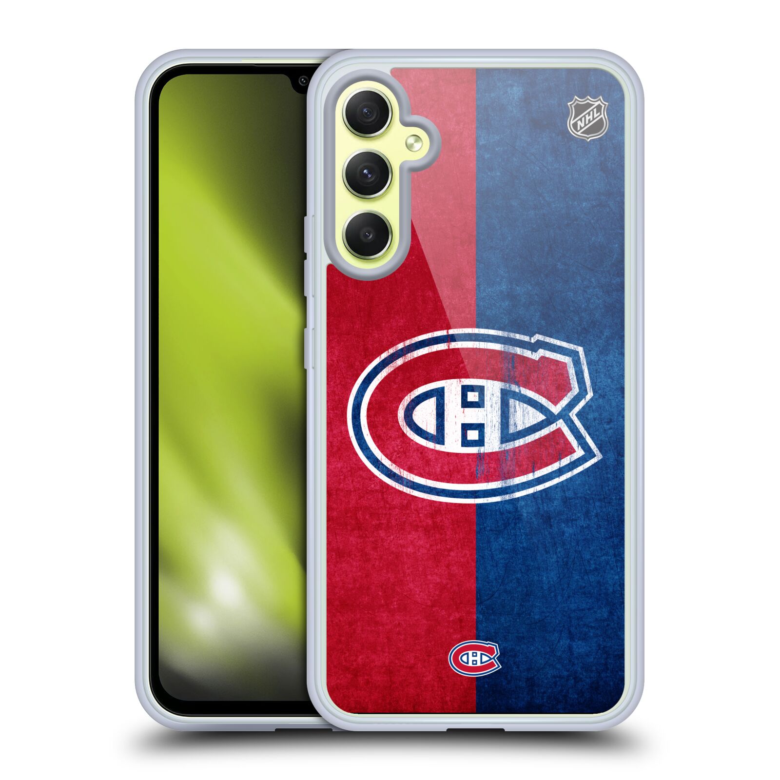 Silikonové pouzdro na mobil Samsung Galaxy A34 5G - NHL - Půlené logo Montreal Canadiens (Silikonový kryt, obal, pouzdro na mobilní telefon Samsung Galaxy A34 5G s licencovaným motivem NHL - Půlené logo Montreal Canadiens)