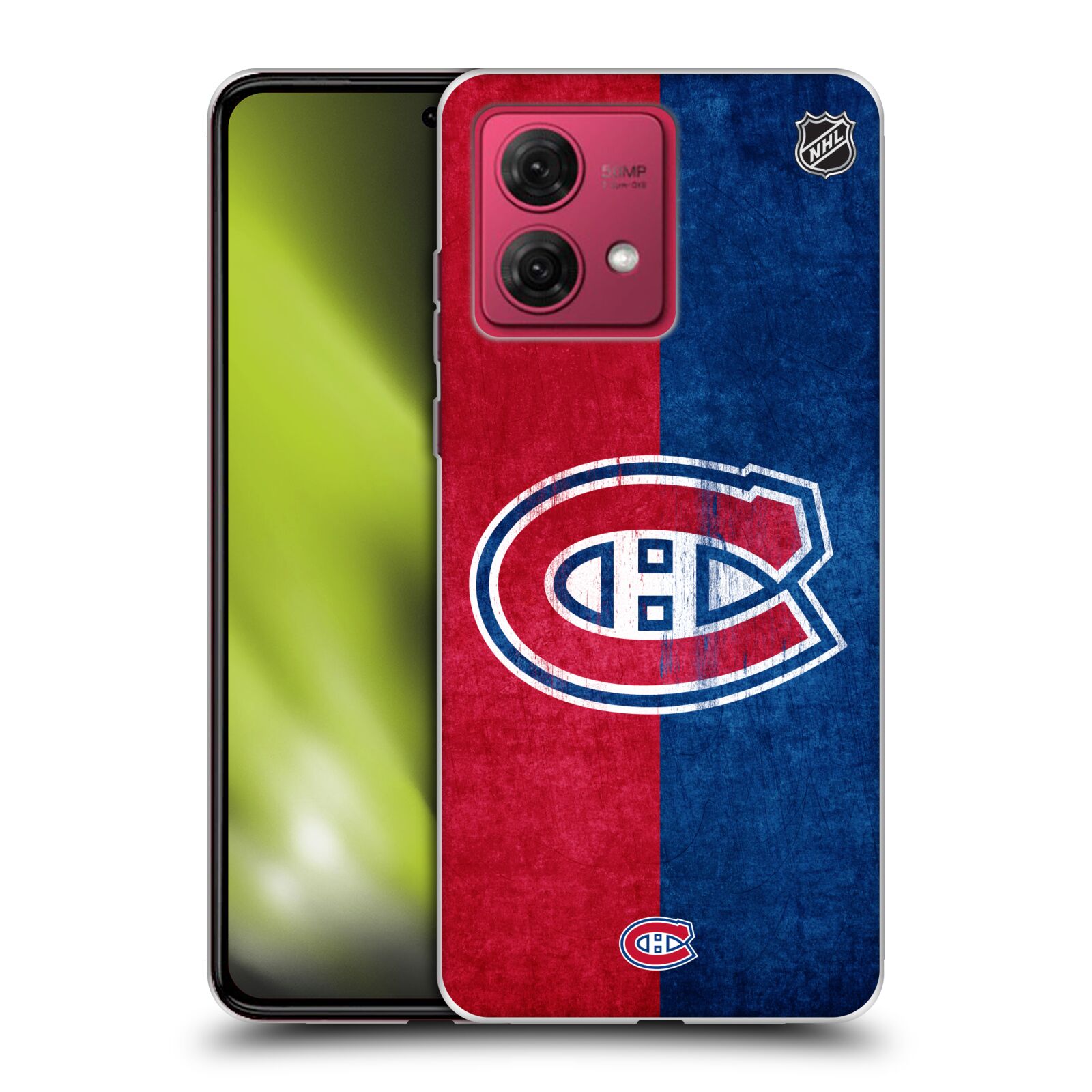 Silikonové pouzdro na mobil Motorola Moto G84 5G - NHL - Půlené logo Montreal Canadiens (Silikonový kryt, obal, pouzdro na mobilní telefon Motorola Moto G84 5G s licencovaným motivem NHL - Půlené logo Montreal Canadiens)
