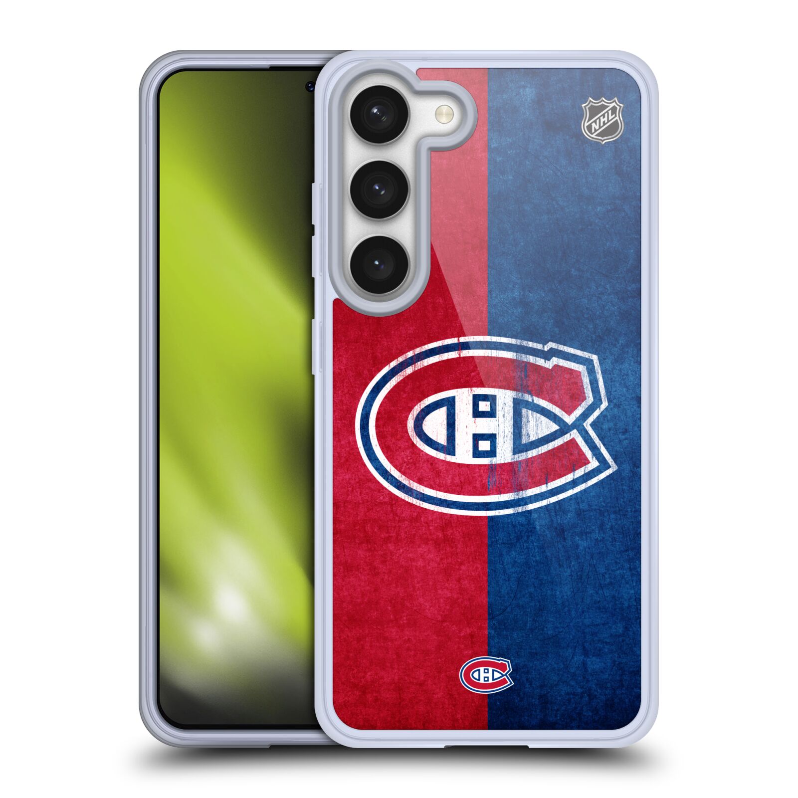 Silikonové pouzdro na mobil Samsung Galaxy S23 - NHL - Půlené logo Montreal Canadiens (Silikonový kryt, obal, pouzdro na mobilní telefon Samsung Galaxy S23 s licencovaným motivem NHL - Půlené logo Montreal Canadiens)