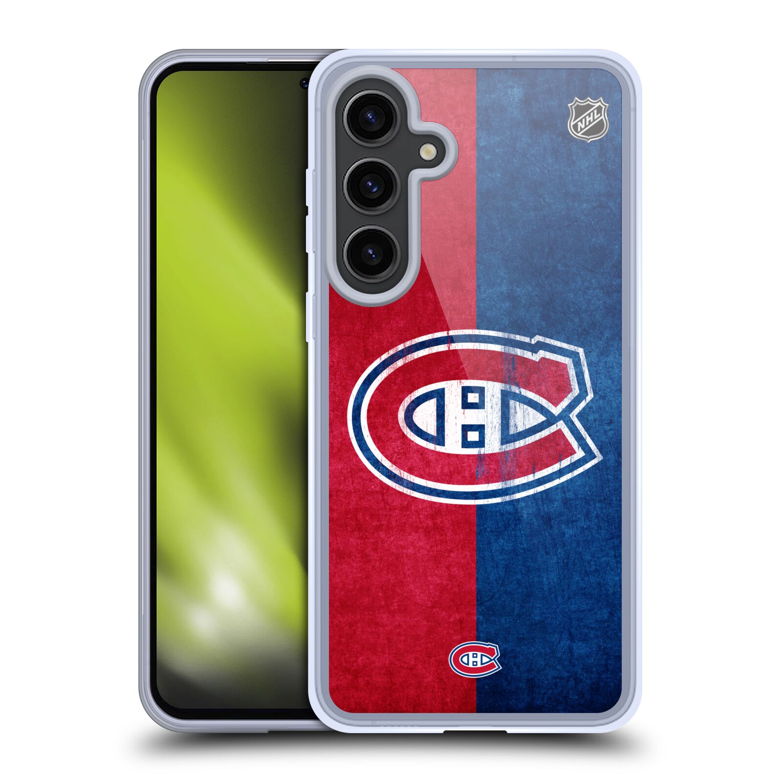 Silikonové lesklé pouzdro na mobil Samsung Galaxy S24 Plus - NHL - Půlené logo Montreal Canadiens (Silikonový kryt, obal, pouzdro na mobilní telefon Samsung Galaxy S24 Plus s licencovaným motivem NHL - Půlené logo Montreal Canadiens)