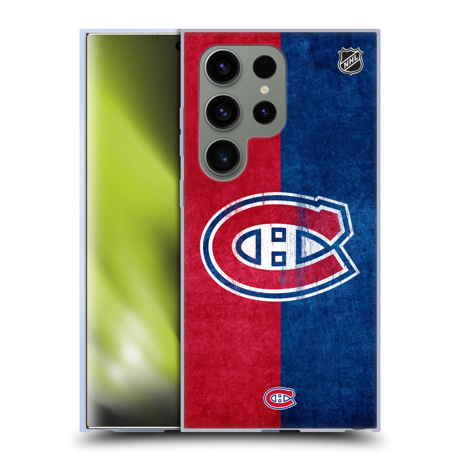 Silikonové lesklé pouzdro na mobil Samsung Galaxy S24 Ultra - NHL - Půlené logo Montreal Canadiens (Silikonový kryt, obal, pouzdro na mobilní telefon Samsung Galaxy S24 Ultra s licencovaným motivem NHL - Půlené logo Montreal Canadiens)