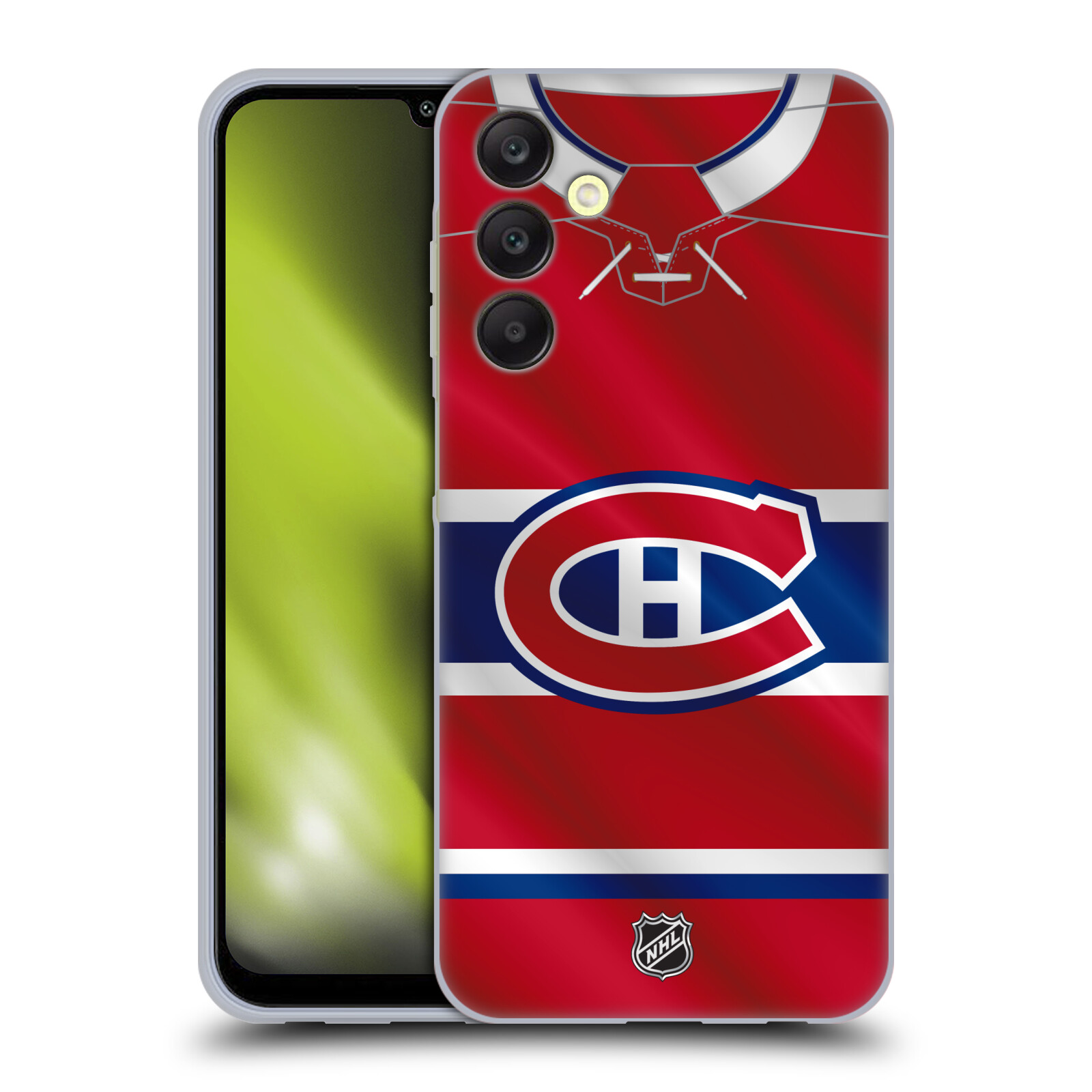 Silikonové pouzdro na mobil Samsung Galaxy A25 5G - NHL - Dres Montreal Canadiens (Silikonový kryt, obal, pouzdro na mobilní telefon Samsung Galaxy A25 5G s licencovaným motivem NHL - Dres Montreal Canadiens)