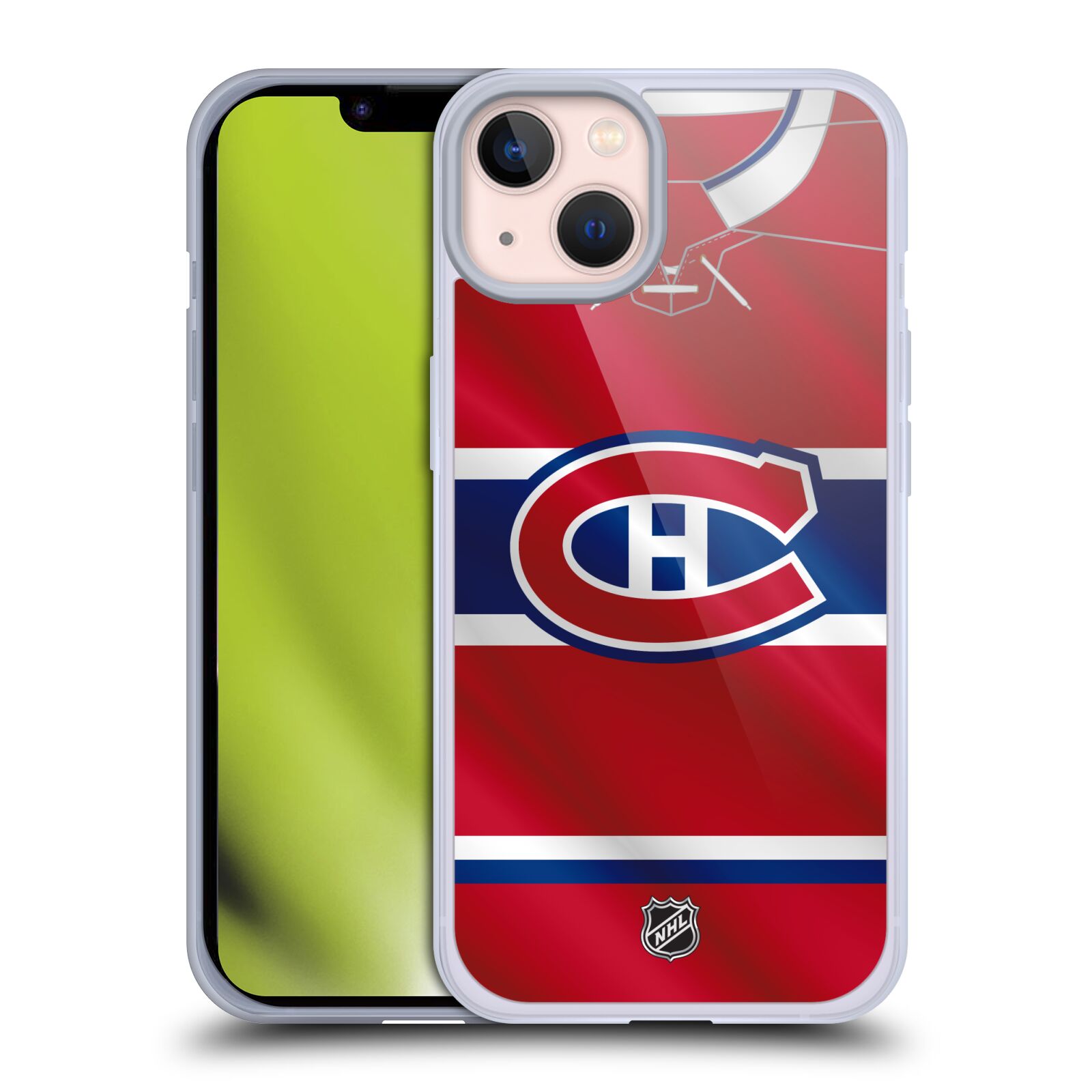 Silikonové pouzdro na mobil Apple iPhone 13 - NHL - Dres Montreal Canadiens (Silikonový kryt, obal, pouzdro na mobilní telefon Apple iPhone 13 s licencovaným motivem NHL - Dres Montreal Canadiens)