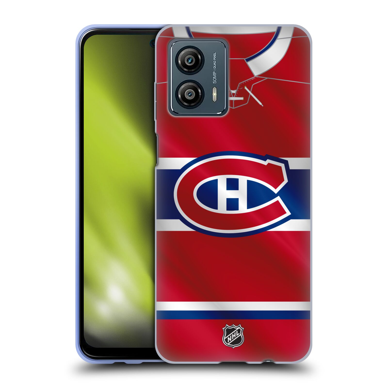 Silikonové pouzdro na mobil Motorola Moto G53 5G - NHL - Dres Montreal Canadiens (Silikonový kryt, obal, pouzdro na mobilní telefon Motorola Moto G53 5G s licencovaným motivem NHL - Dres Montreal Canadiens)