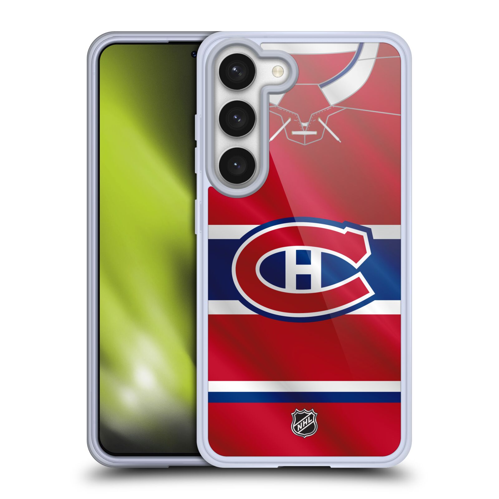 Silikonové pouzdro na mobil Samsung Galaxy S23 - NHL - Dres Montreal Canadiens (Silikonový kryt, obal, pouzdro na mobilní telefon Samsung Galaxy S23 s licencovaným motivem NHL - Dres Montreal Canadiens)