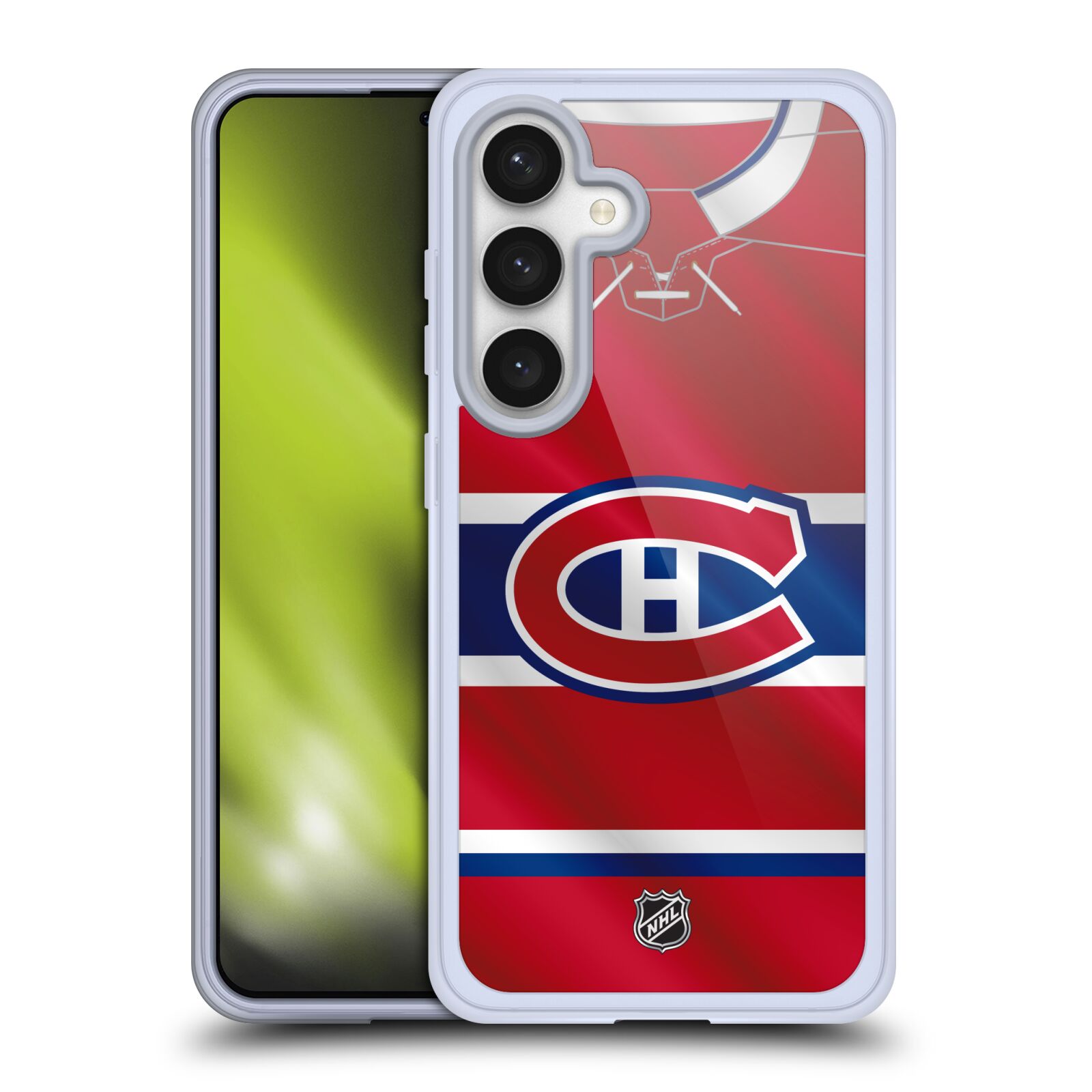 Silikonové lesklé pouzdro na mobil Samsung Galaxy S24 - NHL - Dres Montreal Canadiens (Silikonový kryt, obal, pouzdro na mobilní telefon Samsung Galaxy S24 s licencovaným motivem NHL - Dres Montreal Canadiens)