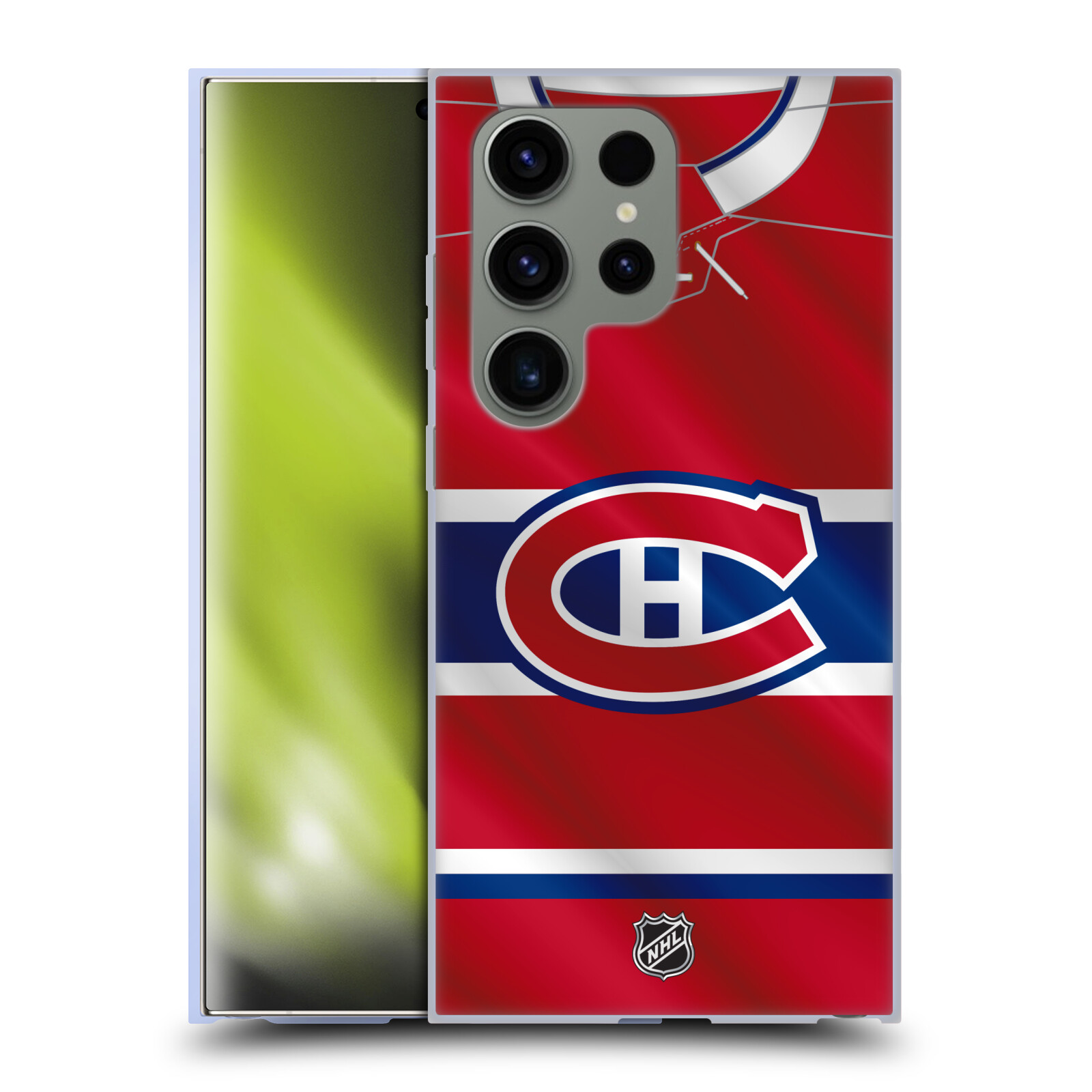 Silikonové lesklé pouzdro na mobil Samsung Galaxy S24 Ultra - NHL - Dres Montreal Canadiens (Silikonový kryt, obal, pouzdro na mobilní telefon Samsung Galaxy S24 Ultra s licencovaným motivem NHL - Dres Montreal Canadiens)