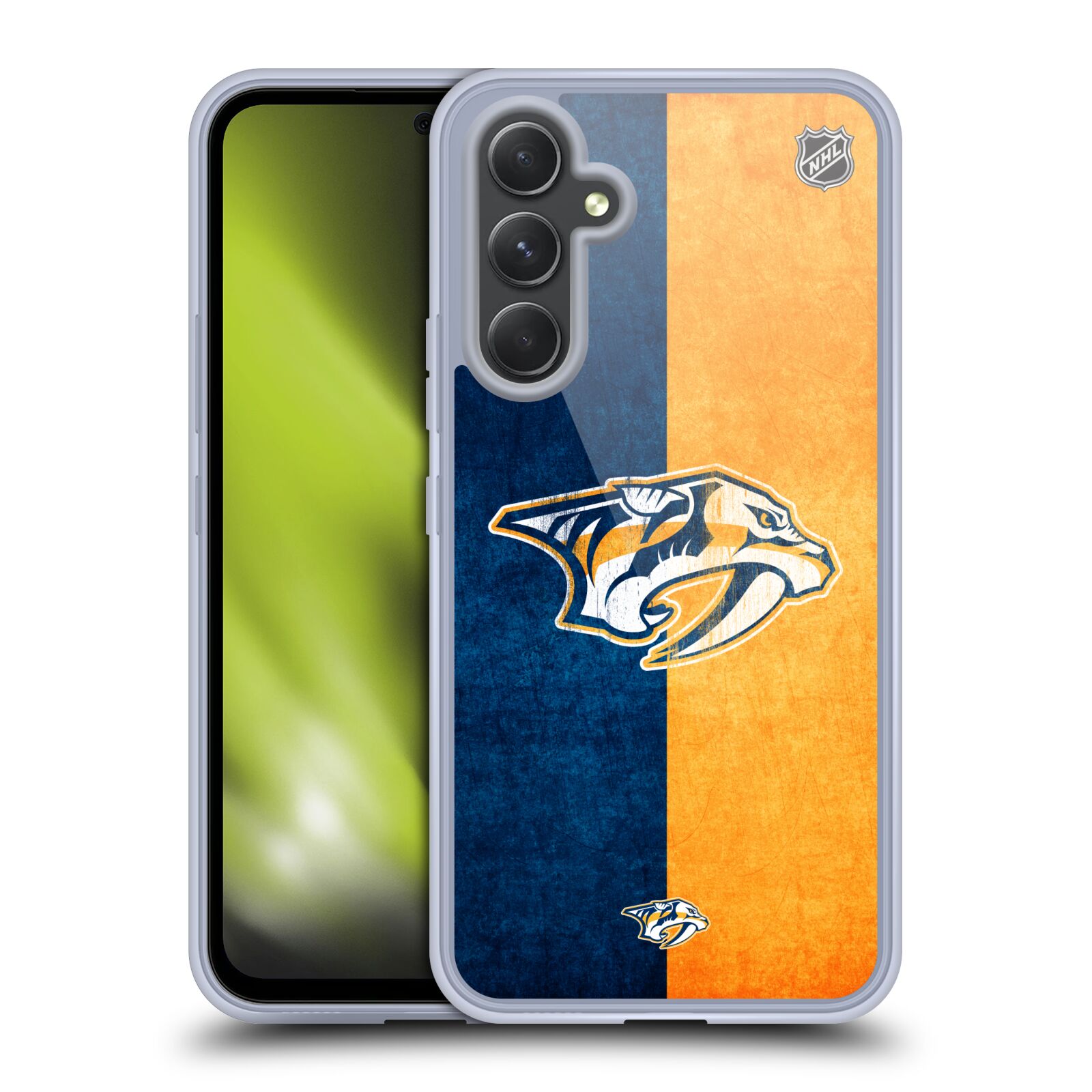 Silikonové pouzdro na mobil Samsung Galaxy A54 5G - NHL - Půlené logo Nashville Predators (Silikonový kryt, obal, pouzdro na mobilní telefon Samsung Galaxy A54 5G s licencovaným motivem NHL - Půlené logo Nashville Predators)