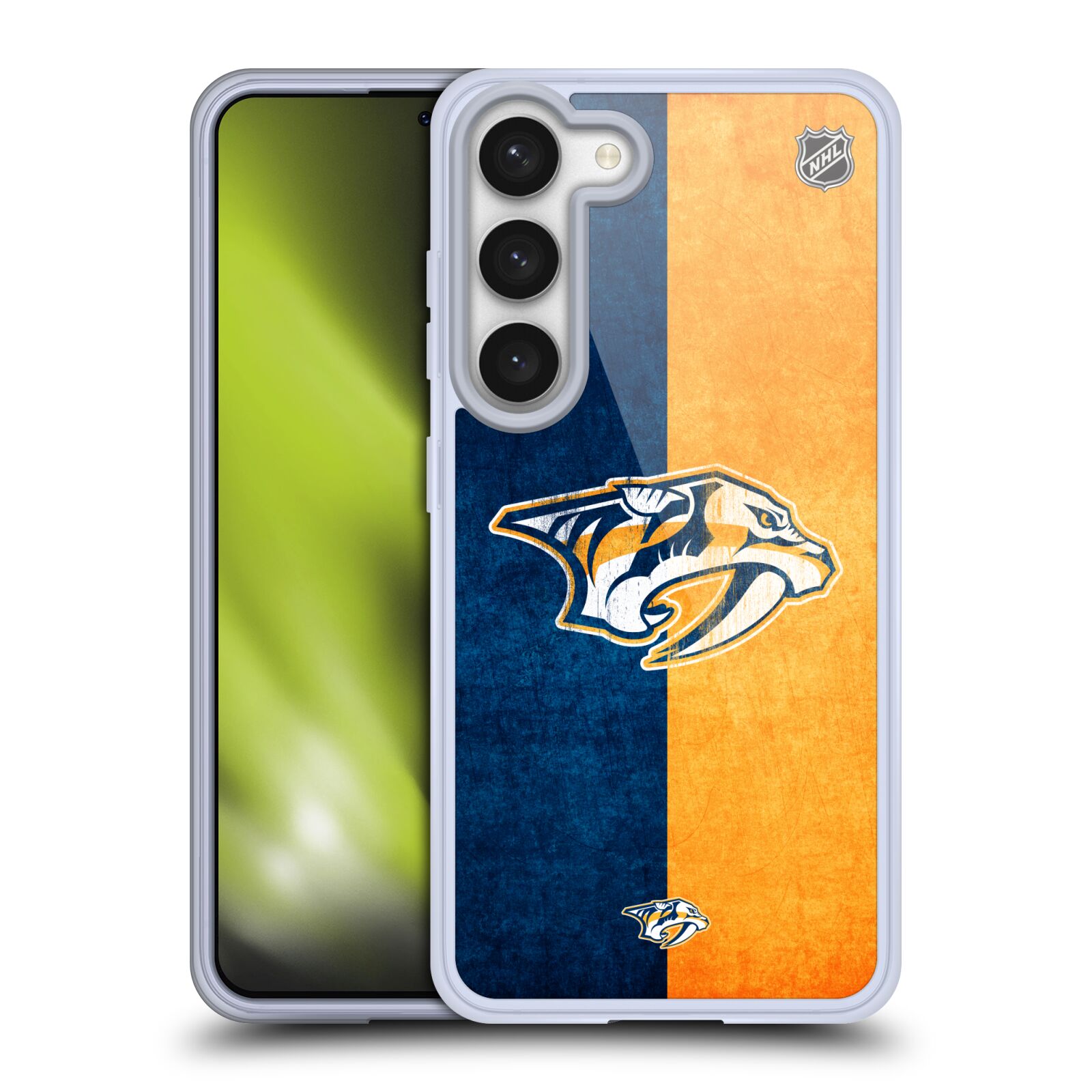 Silikonové pouzdro na mobil Samsung Galaxy S23 - NHL - Půlené logo Nashville Predators (Silikonový kryt, obal, pouzdro na mobilní telefon Samsung Galaxy S23 s licencovaným motivem NHL - Půlené logo Nashville Predators)