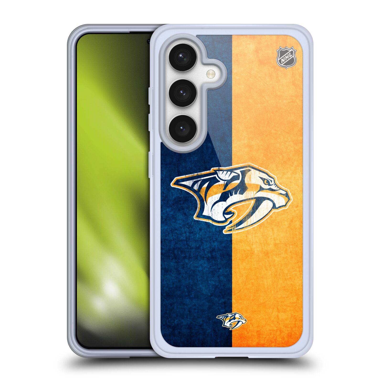 Silikonové lesklé pouzdro na mobil Samsung Galaxy S24 - NHL - Půlené logo Nashville Predators (Silikonový kryt, obal, pouzdro na mobilní telefon Samsung Galaxy S24 s licencovaným motivem NHL - Půlené logo Nashville Predators)