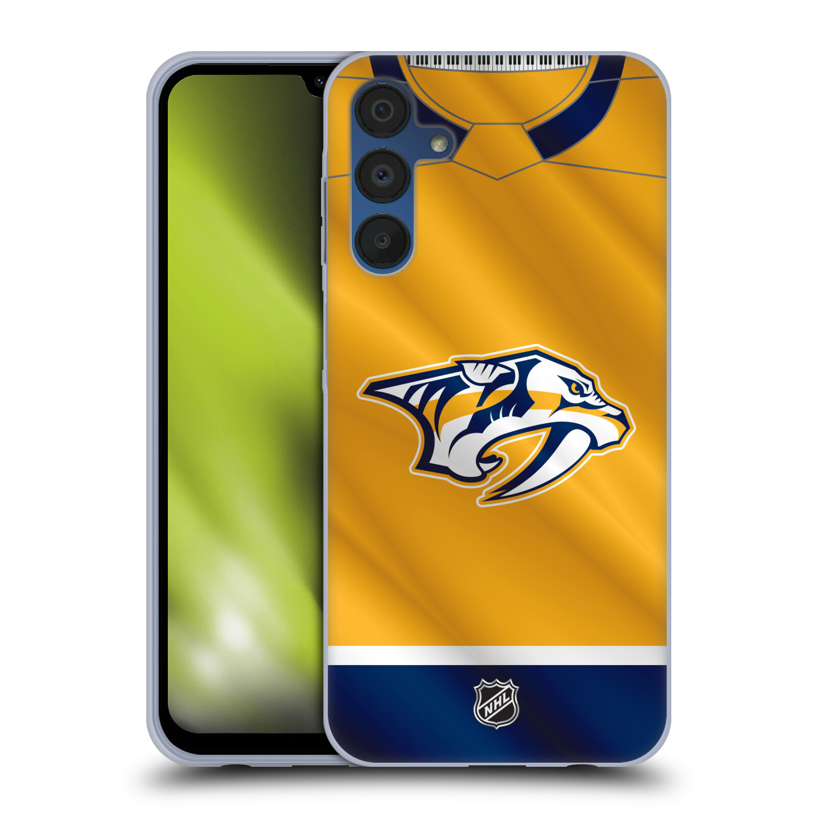 Silikonové pouzdro na mobil Samsung Galaxy A15 / A15 5G - NHL - Dres Nashville Predators (Silikonový kryt, obal, pouzdro na mobilní telefon Samsung Galaxy A15 / A15 5G s licencovaným motivem NHL - Dres Nashville Predators)