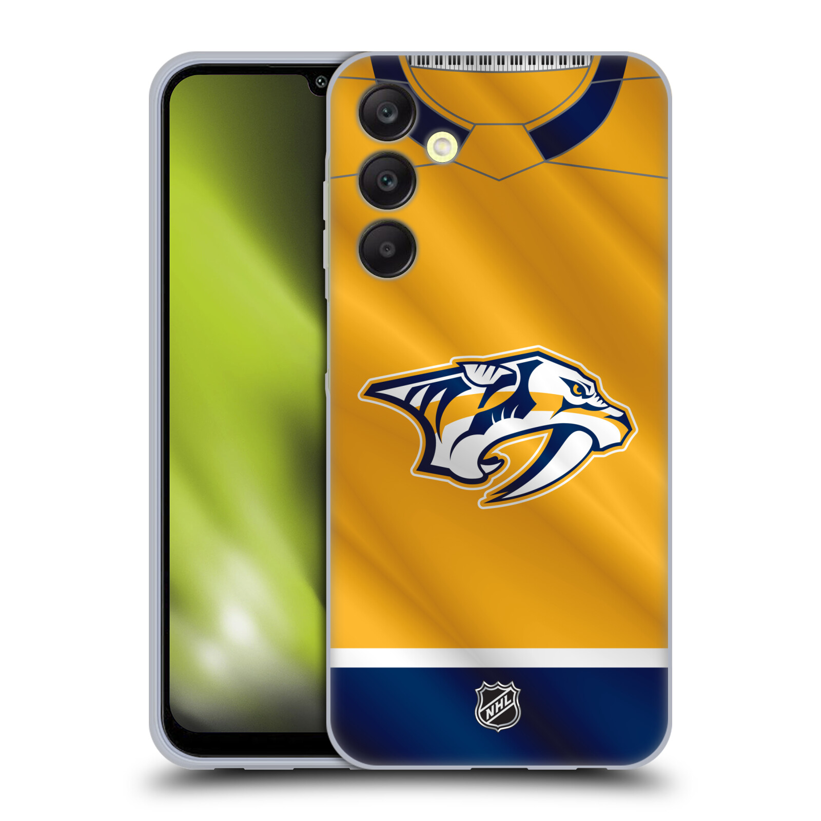 Silikonové pouzdro na mobil Samsung Galaxy A25 5G - NHL - Dres Nashville Predators (Silikonový kryt, obal, pouzdro na mobilní telefon Samsung Galaxy A25 5G s licencovaným motivem NHL - Dres Nashville Predators)