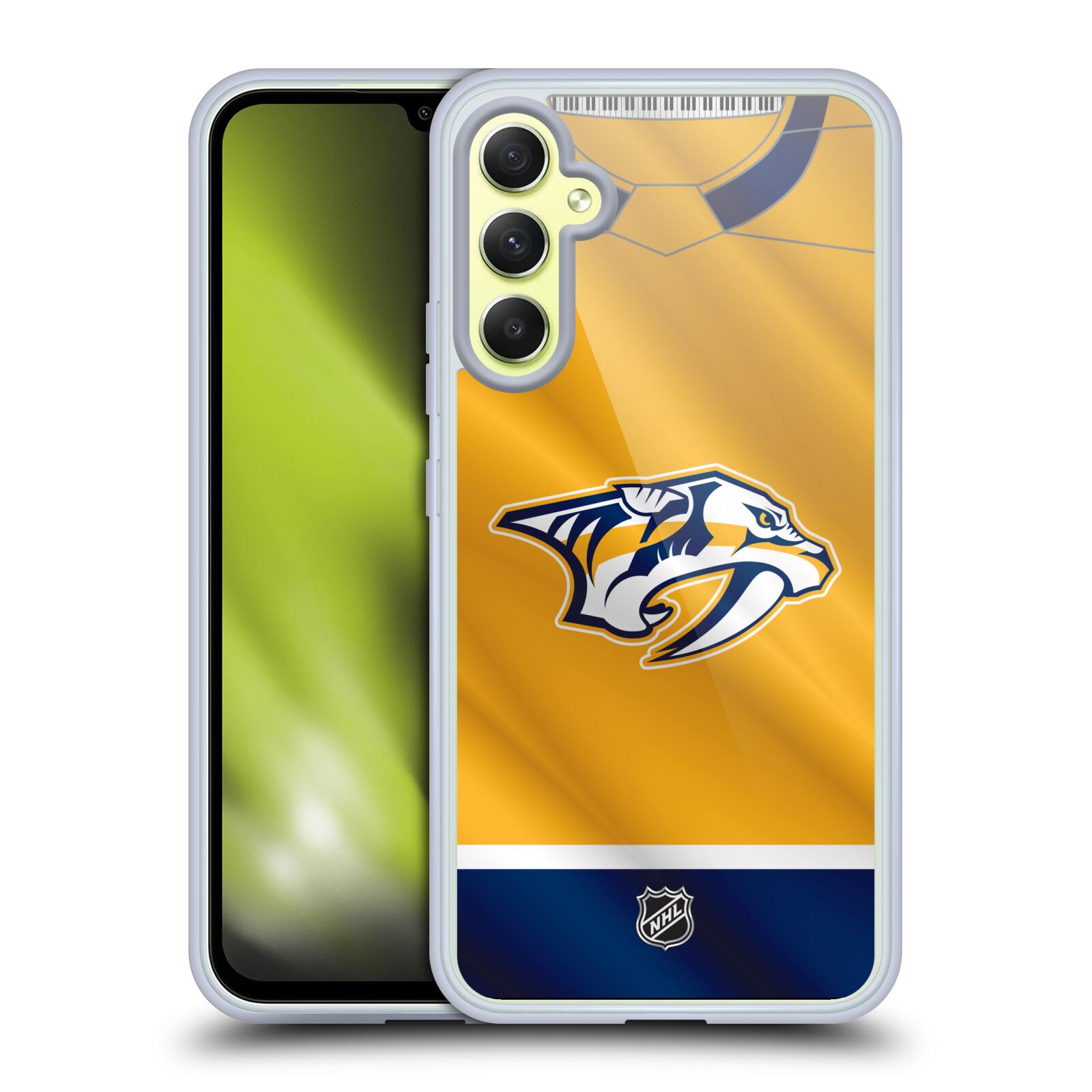 Silikonové pouzdro na mobil Samsung Galaxy A34 5G - NHL - Dres Nashville Predators (Silikonový kryt, obal, pouzdro na mobilní telefon Samsung Galaxy A34 5G s licencovaným motivem NHL - Dres Nashville Predators)