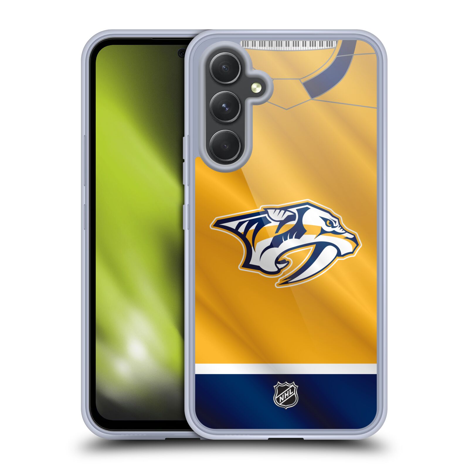 Silikonové pouzdro na mobil Samsung Galaxy A54 5G - NHL - Dres Nashville Predators (Silikonový kryt, obal, pouzdro na mobilní telefon Samsung Galaxy A54 5G s licencovaným motivem NHL - Dres Nashville Predators)
