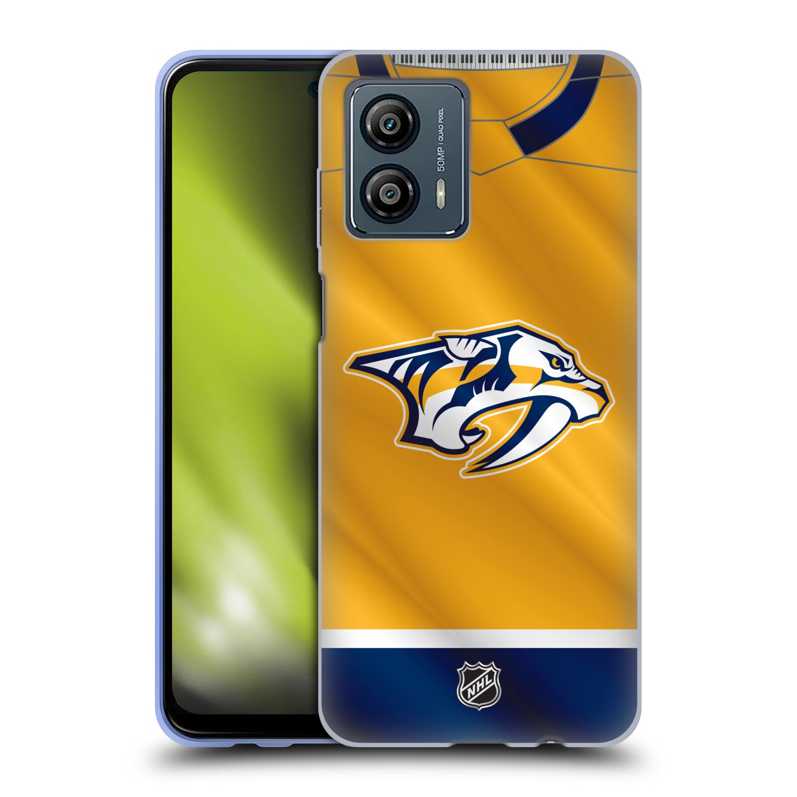 Silikonové pouzdro na mobil Motorola Moto G53 5G - NHL - Dres Nashville Predators (Silikonový kryt, obal, pouzdro na mobilní telefon Motorola Moto G53 5G s licencovaným motivem NHL - Dres Nashville Predators)