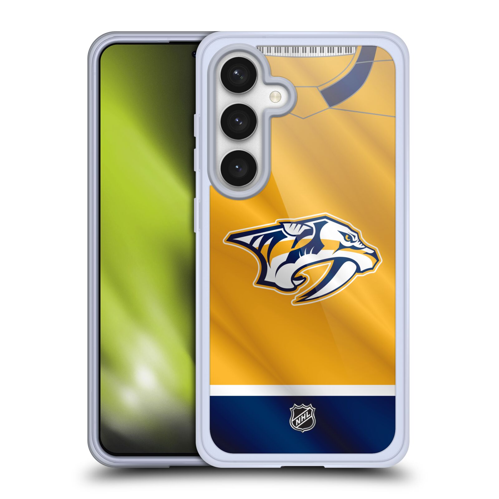 Silikonové lesklé pouzdro na mobil Samsung Galaxy S24 - NHL - Dres Nashville Predators (Silikonový kryt, obal, pouzdro na mobilní telefon Samsung Galaxy S24 s licencovaným motivem NHL - Dres Nashville Predators)