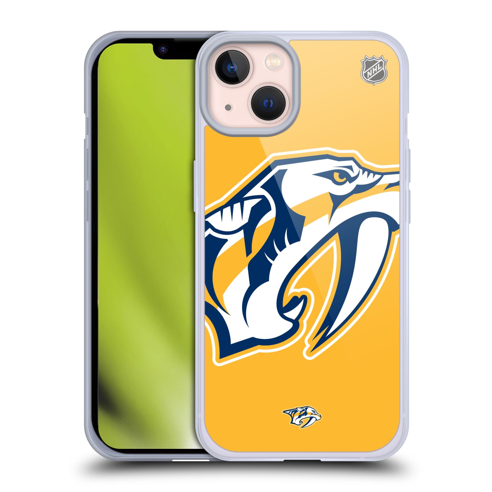 Silikonové pouzdro na mobil Apple iPhone 13 - NHL - Velké logo Nashville Predators (Silikonový kryt, obal, pouzdro na mobilní telefon Apple iPhone 13 s licencovaným motivem NHL - Velké logo Nashville Predators)