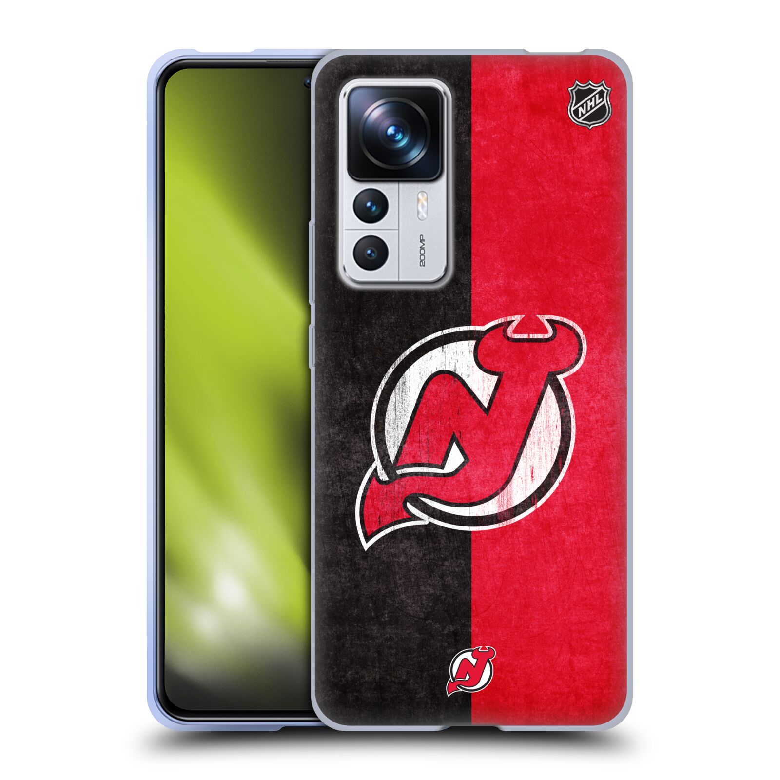 Silikonové pouzdro na mobil Xiaomi 12T / 12T Pro - NHL - Půlené logo New Jersey Devils (Silikonový kryt, obal, pouzdro na mobilní telefon Xiaomi 12T / 12T Pro s licencovaným motivem NHL - Půlené logo New Jersey Devils)