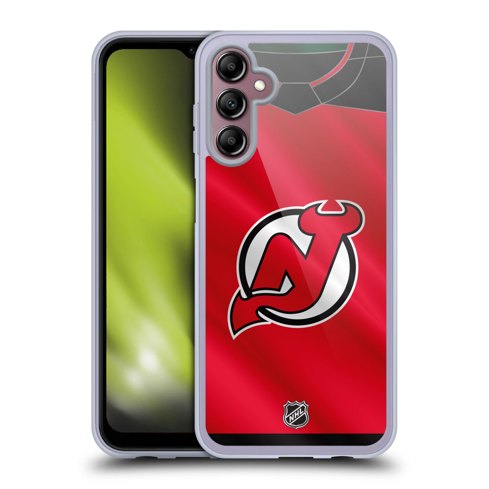 Silikonové pouzdro na mobil Samsung Galaxy A14 5G / LTE - NHL - Dres New Jersey Devils (Silikonový kryt, obal, pouzdro na mobilní telefon Samsung Galaxy A14 5G / LTE s licencovaným motivem NHL - Dres New Jersey Devils)