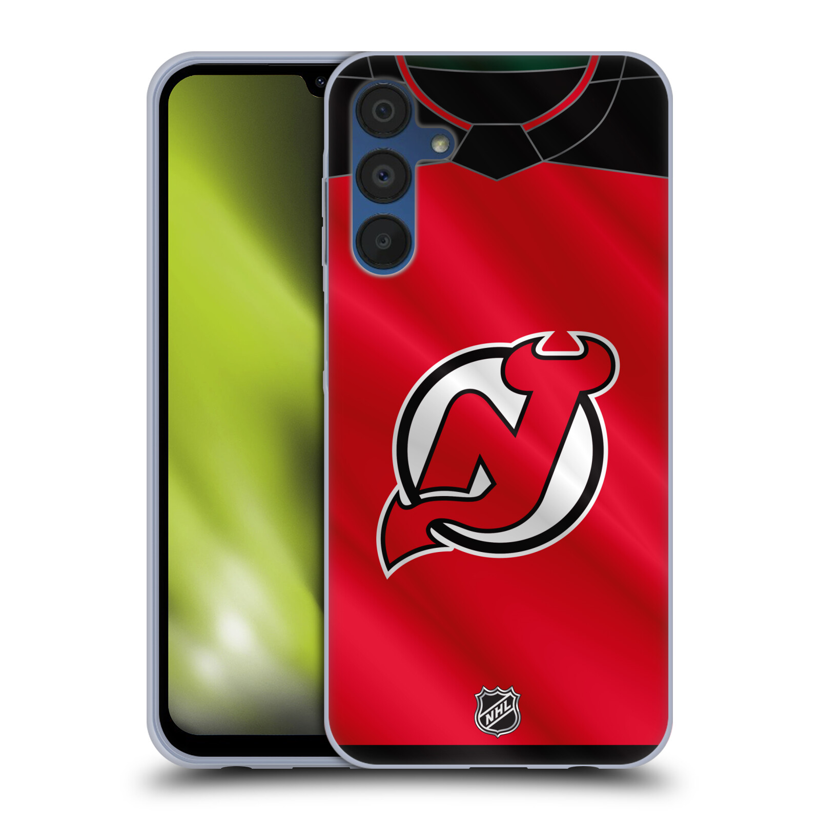Silikonové pouzdro na mobil Samsung Galaxy A15 / A15 5G - NHL - Dres New Jersey Devils (Silikonový kryt, obal, pouzdro na mobilní telefon Samsung Galaxy A15 / A15 5G s licencovaným motivem NHL - Dres New Jersey Devils)