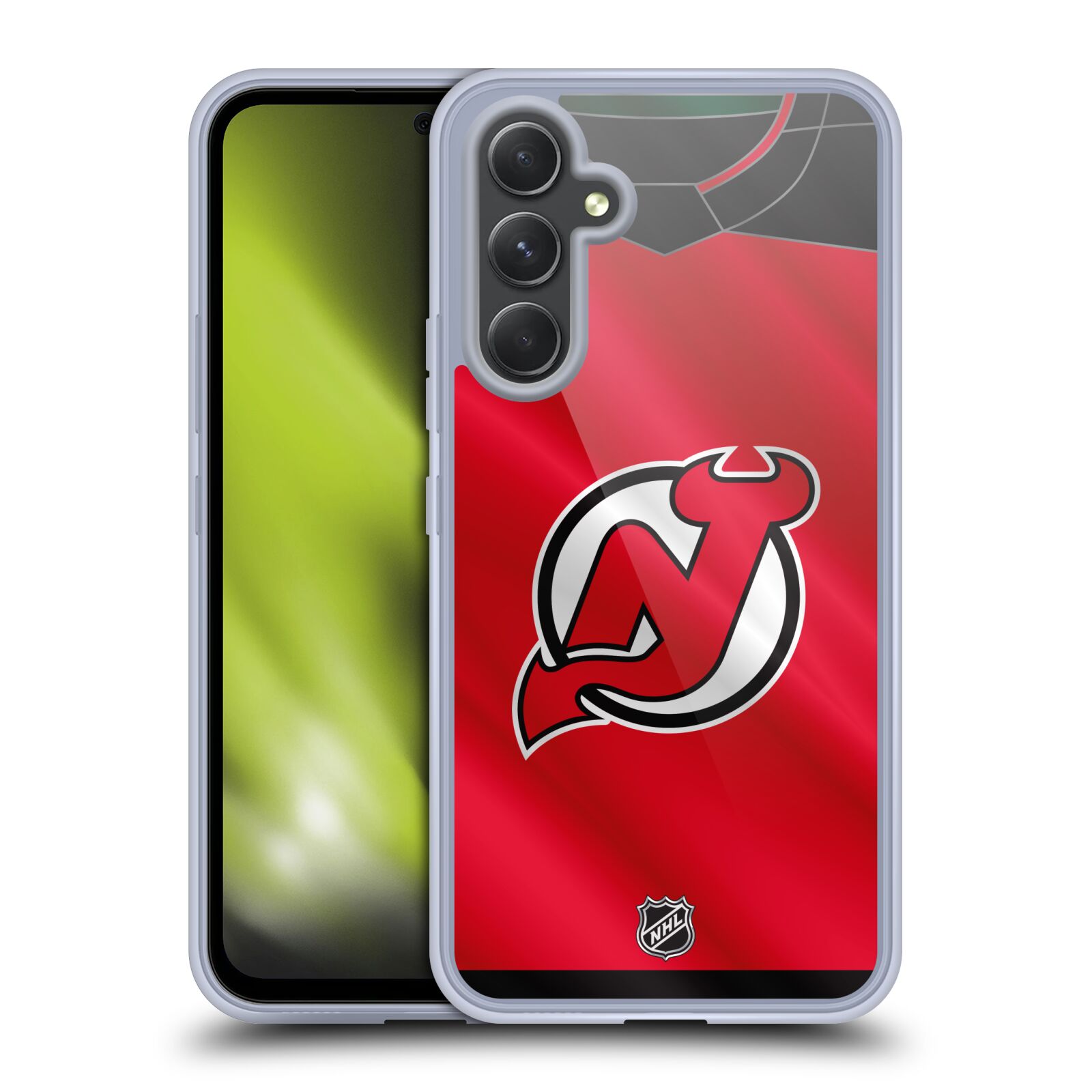 Silikonové pouzdro na mobil Samsung Galaxy A54 5G - NHL - Dres New Jersey Devils (Silikonový kryt, obal, pouzdro na mobilní telefon Samsung Galaxy A54 5G s licencovaným motivem NHL - Dres New Jersey Devils)